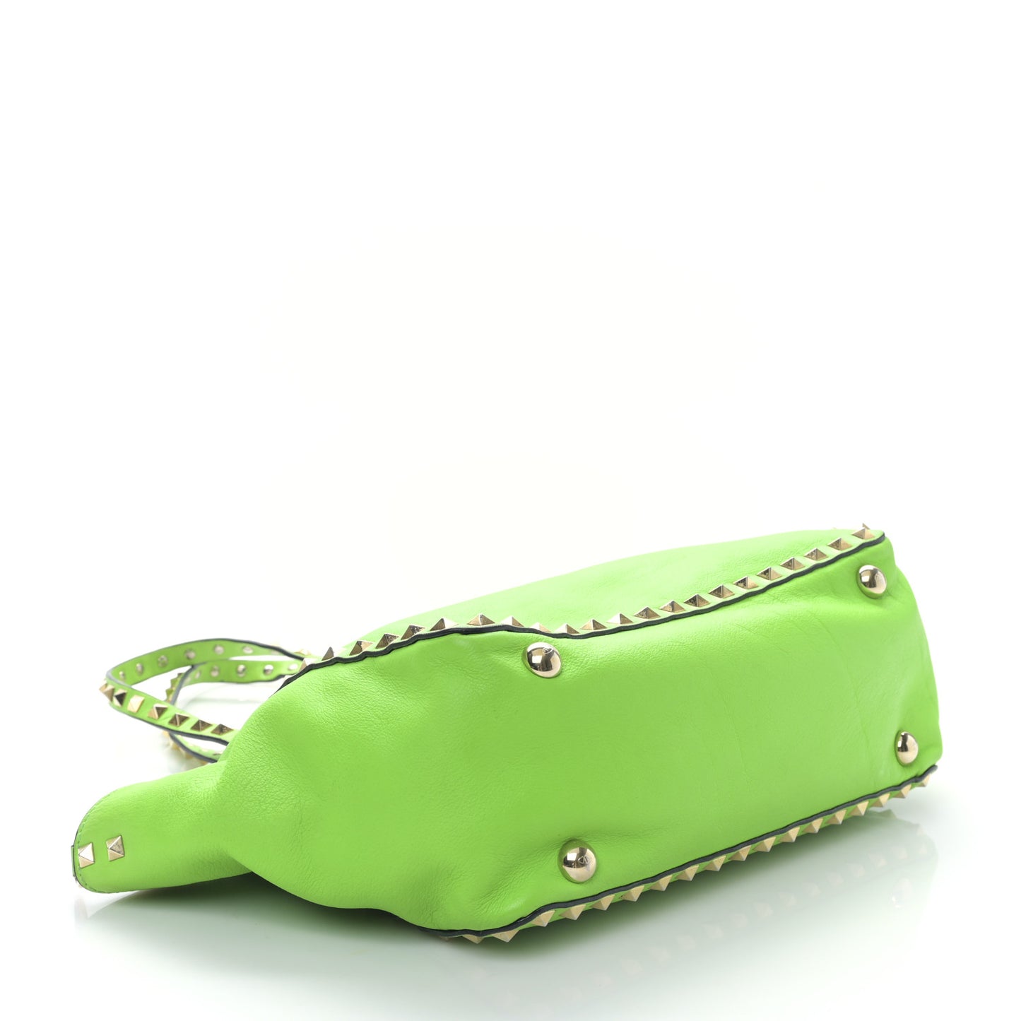 Vitello Small Rockstud Tote Green Fluo
