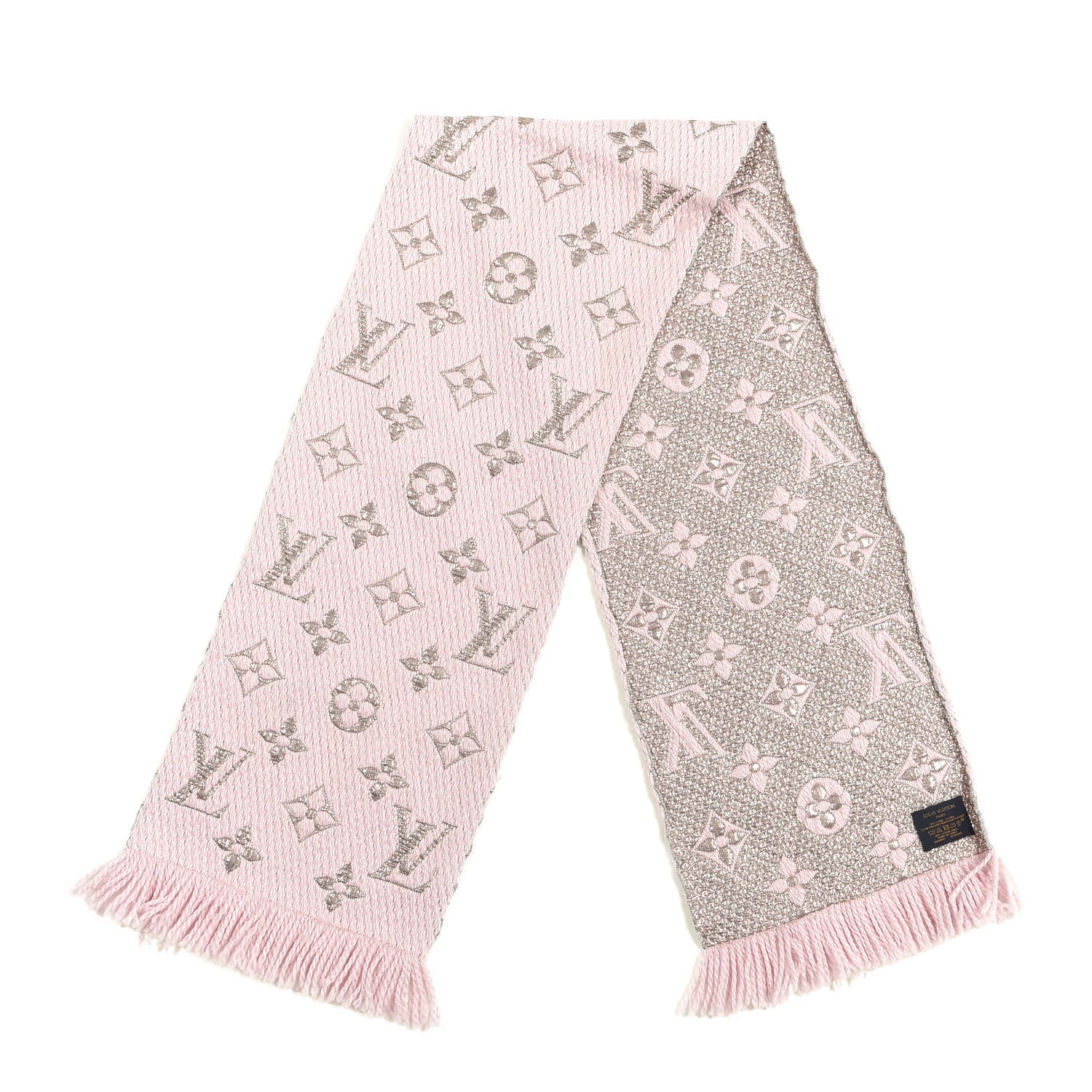 Louis Vuitton Wool Silk Logomania Shine Scarf Pink 2 of 3