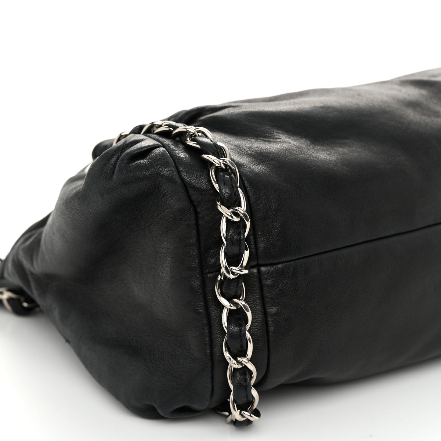 Lambskin Large Sharpei Shoulder Bag Black