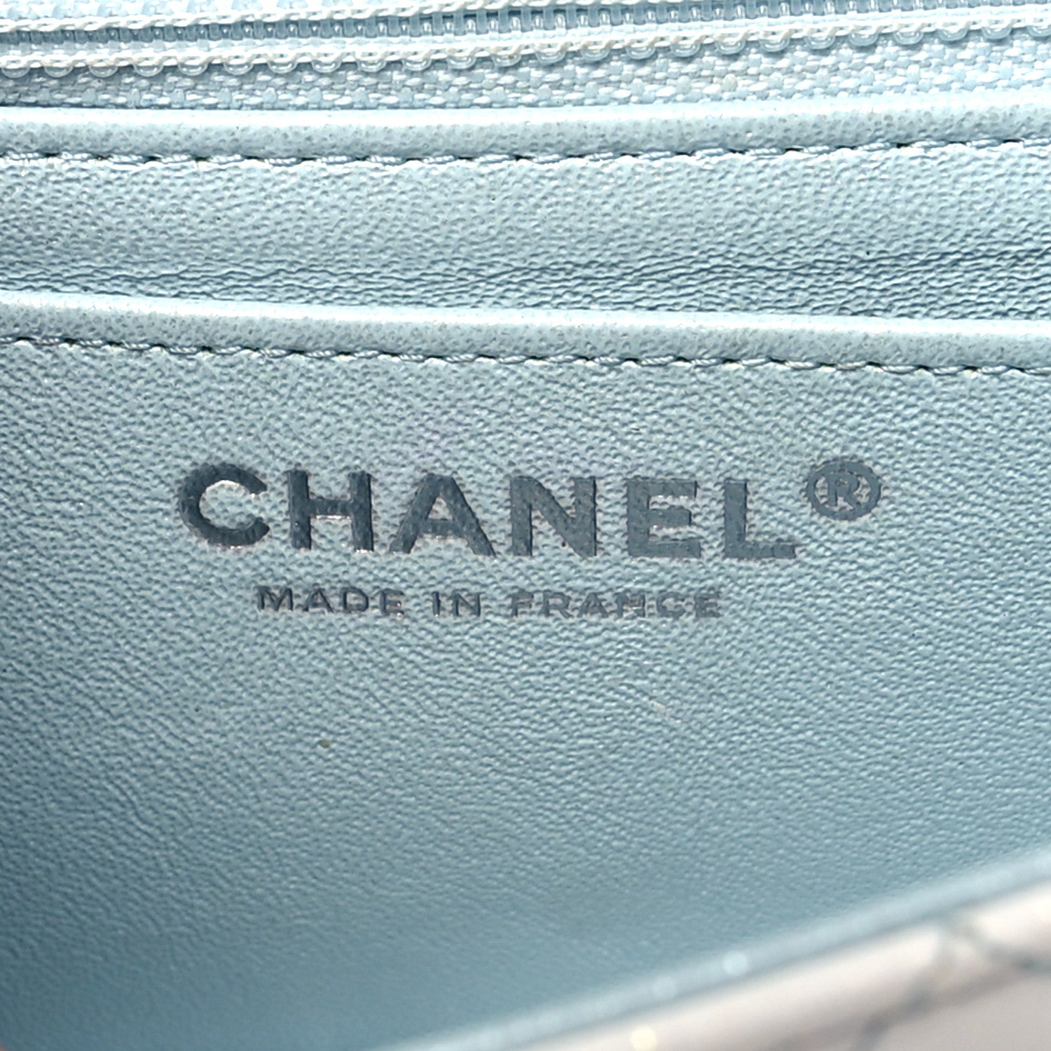 Chanel Perforated Lambskin Quilted Mini Rectangular Flap Light Blue Light Purple White 6 of 11