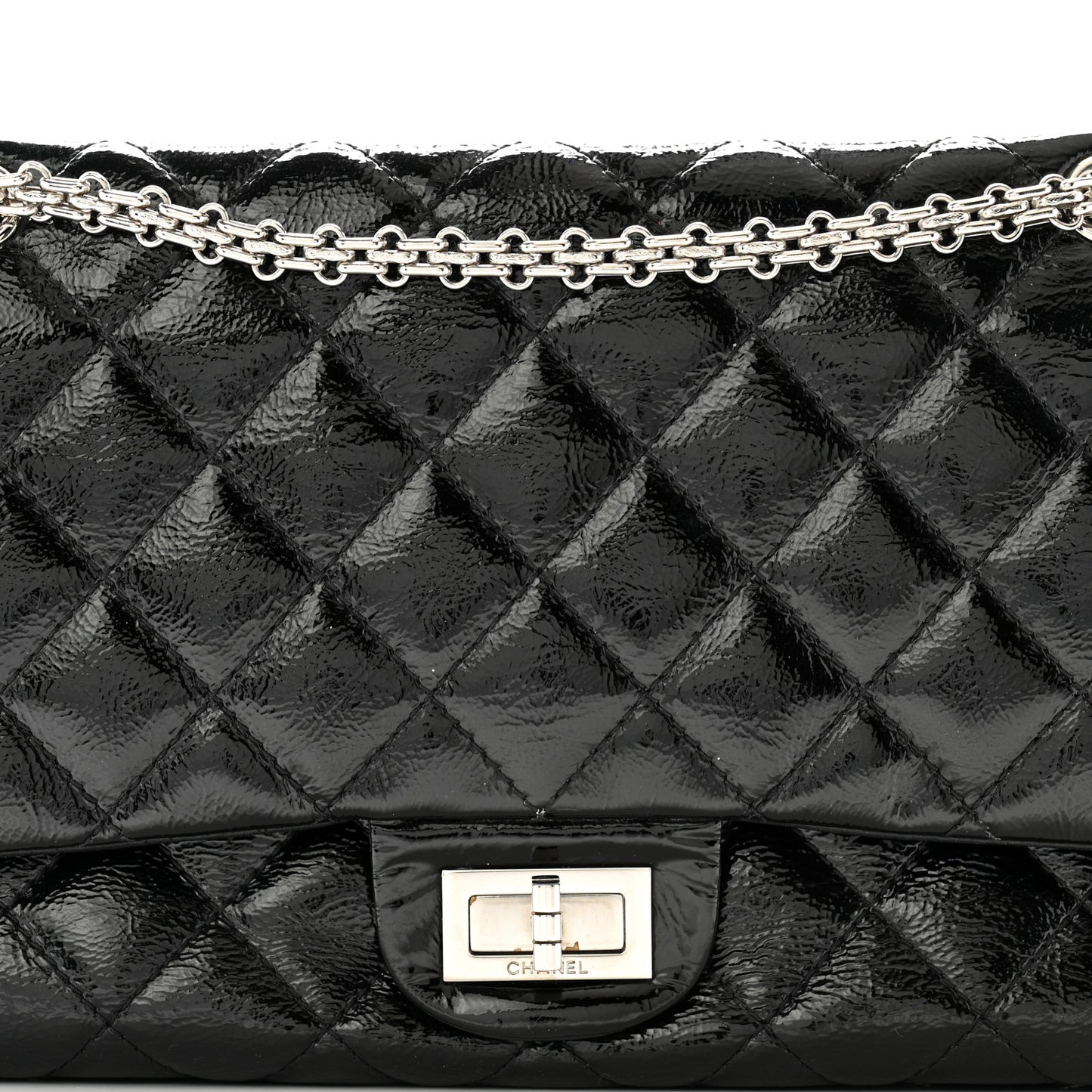 Distressed Patent Quilted 2.55 Reissue 227 Flap Black