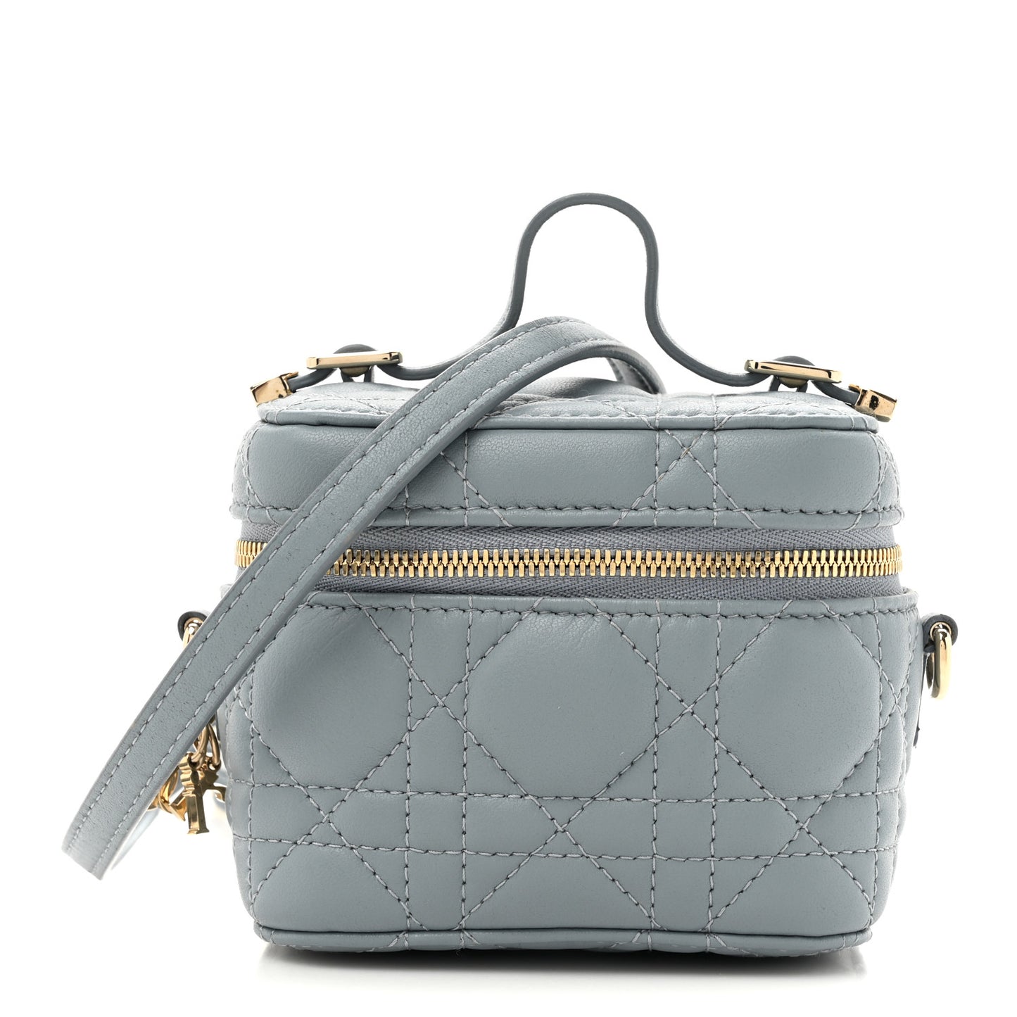Lambskin Cannage Micro Lady Dior Vanity Case Cloud Blue