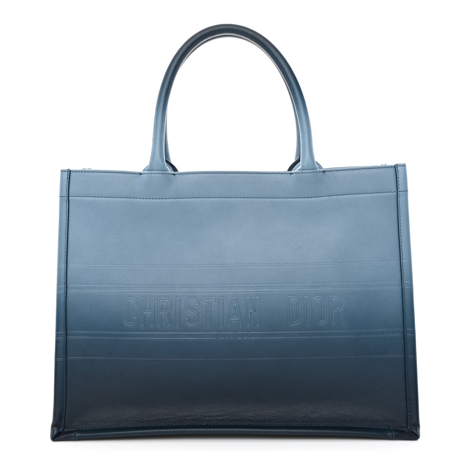 Christian Dior Gradient Smooth Calfskin Embossed Medium Book Tote Indigo Blue 1 of 10