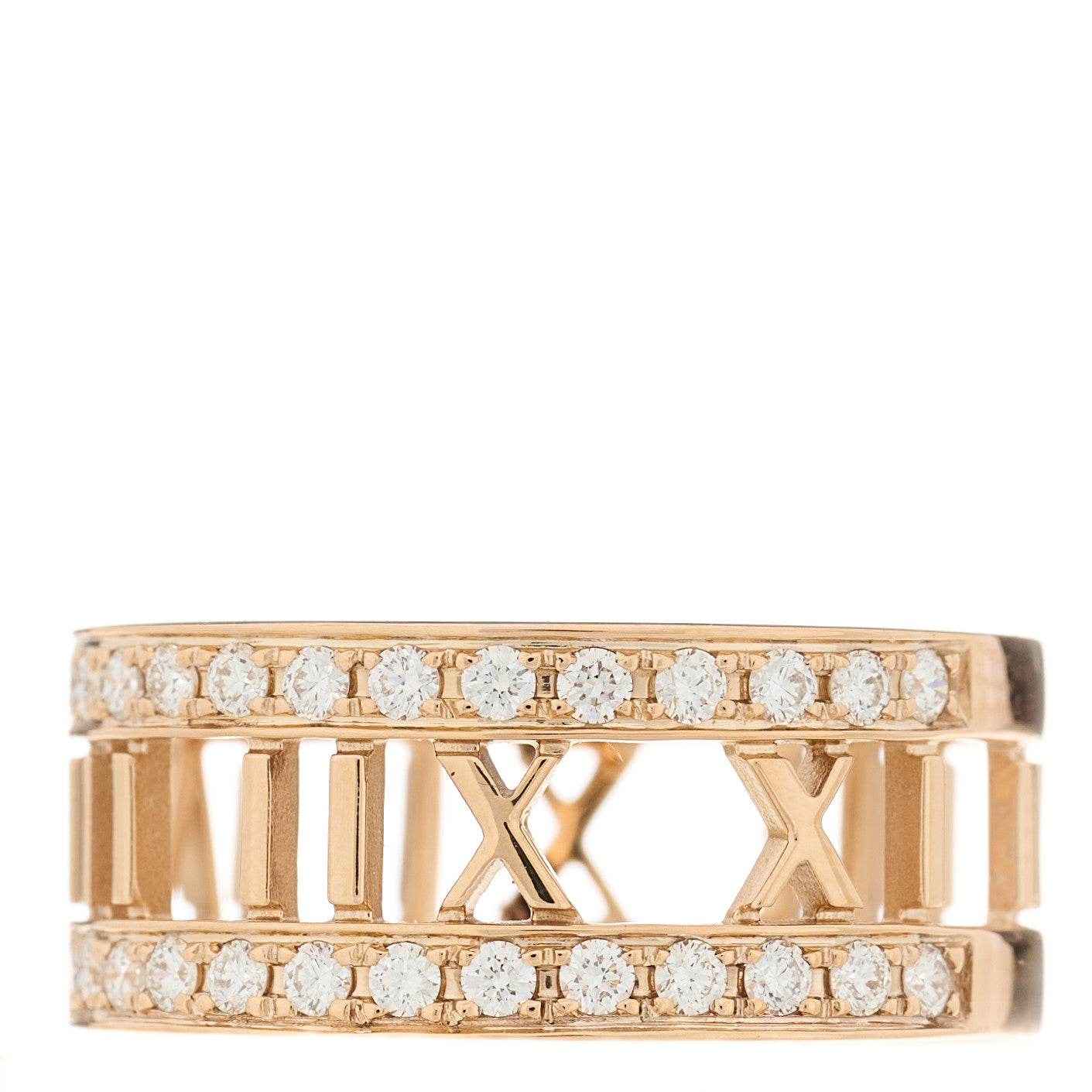 Tiffany 18K Rose Gold Diamond Wide Atlas Open Ring 58 8.5 3 of 5