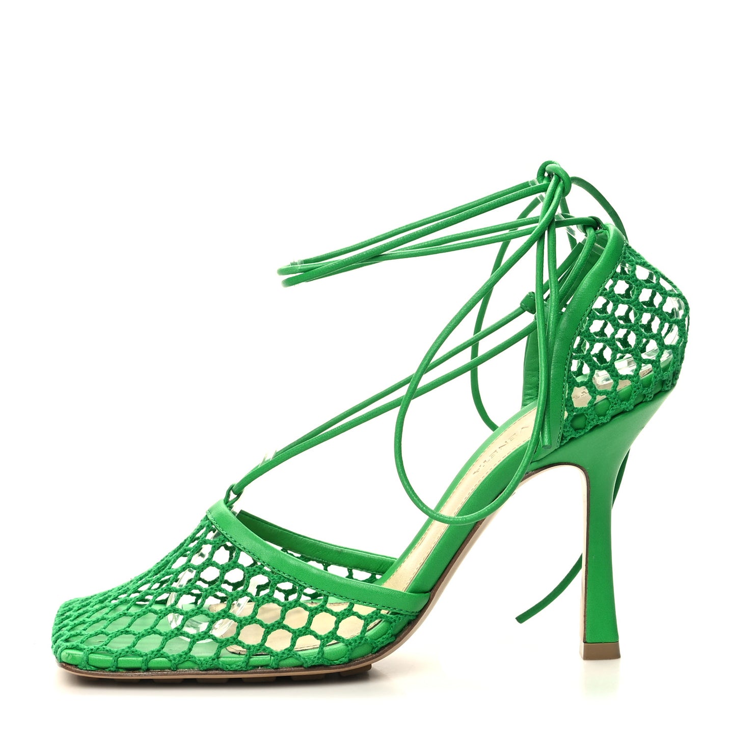 Mesh Nappa Stretch Ankle Tie 90mm Sandals 37 Grass