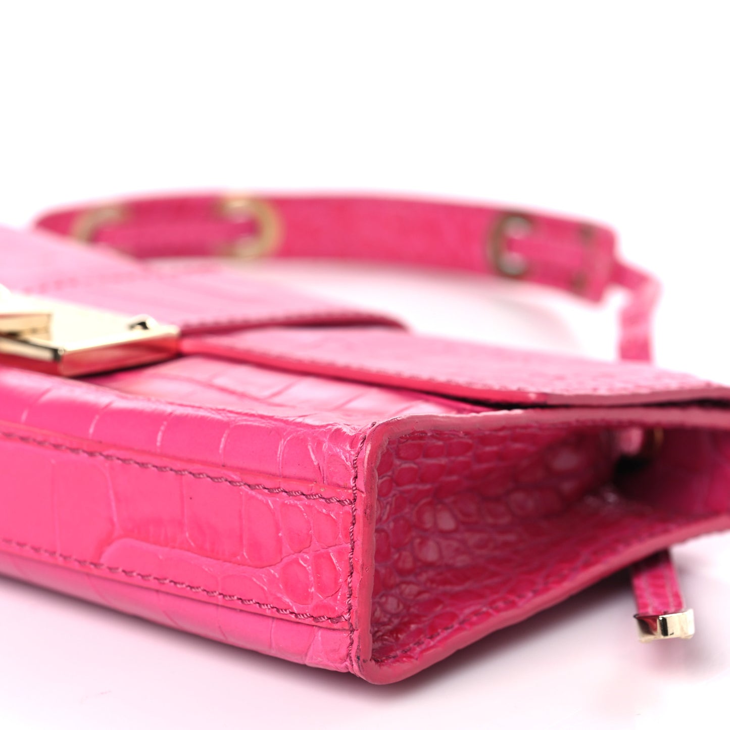 Calfskin Crocodile Embossed Rebel Bag Pink