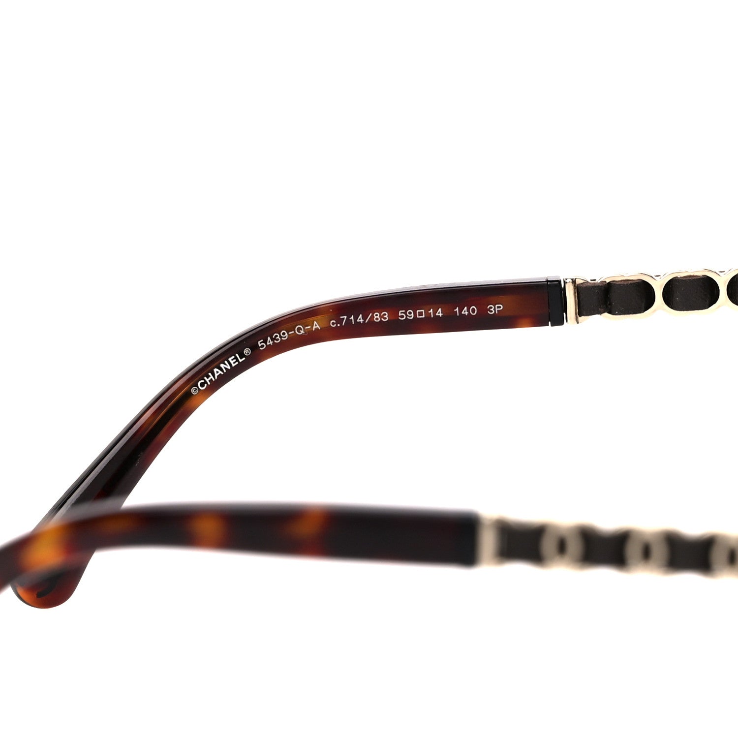 Chanel Metal Calfskin Polarized CC Chain Polarized Pilot Sunglasses 5439-Q-A Tortoise 5 of 9