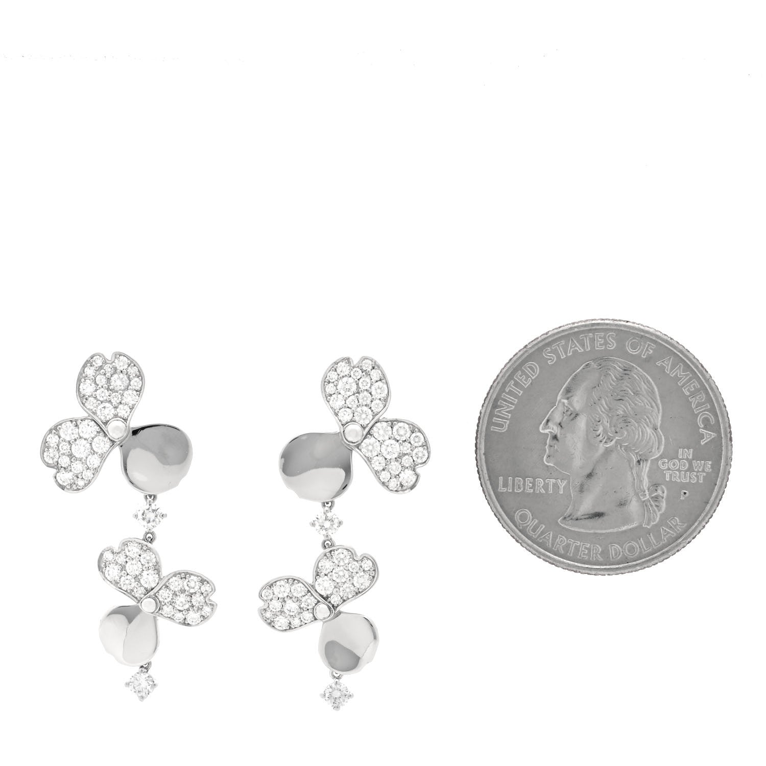 Tiffany Platinum Diamond Paper Flowers Cluster Drop Earrings 2 of 6