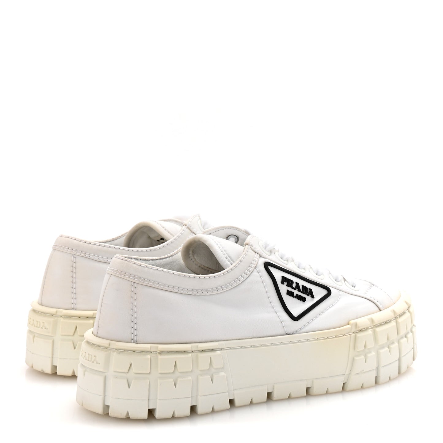 Re-Nylon Gabardine Triangle Logo Double Wheel 50mm Sneakers 38.5 White