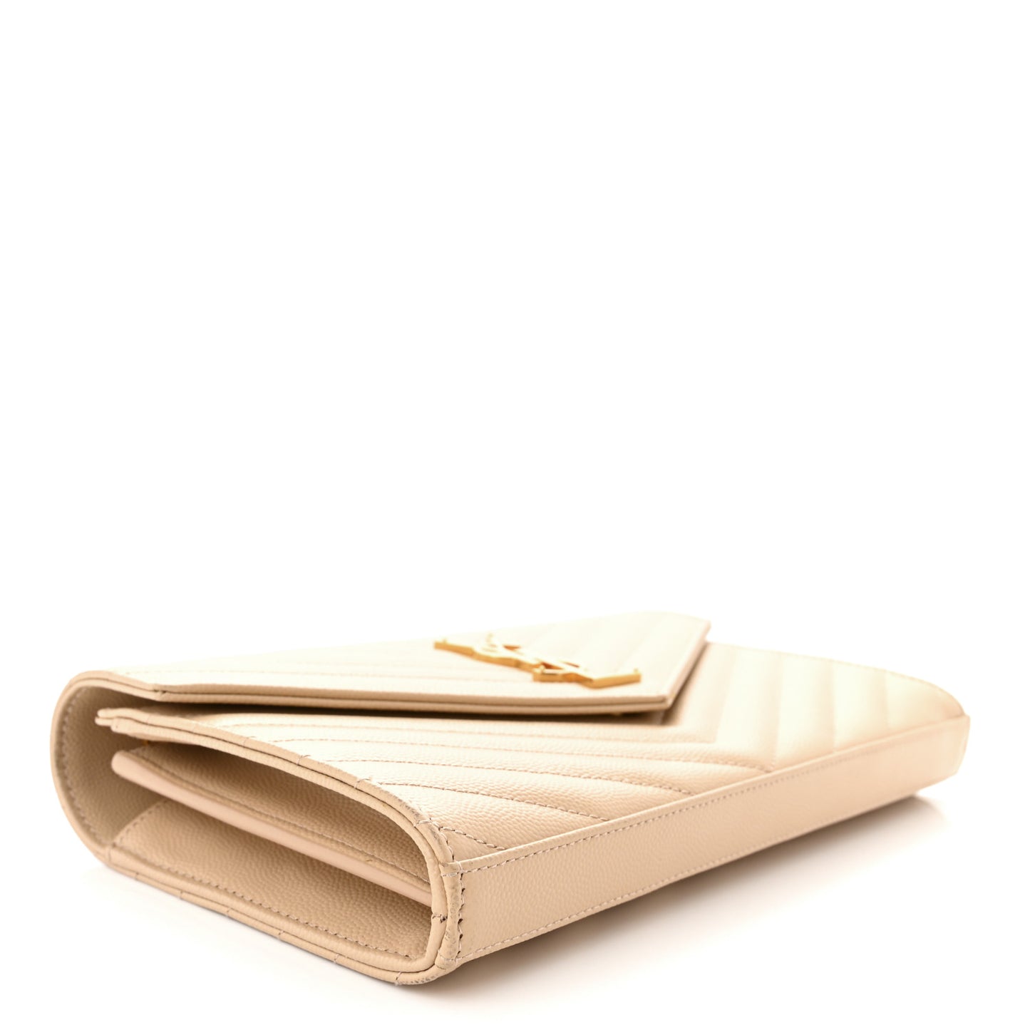 Grain De Poudre Matelasse Chevron Monogram Chain Wallet Light Beige