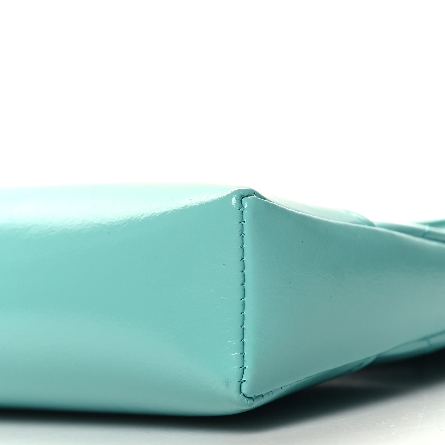 Shiny Crumpled Calfskin Quilted Nano 31 Shopping Bag Turquoise