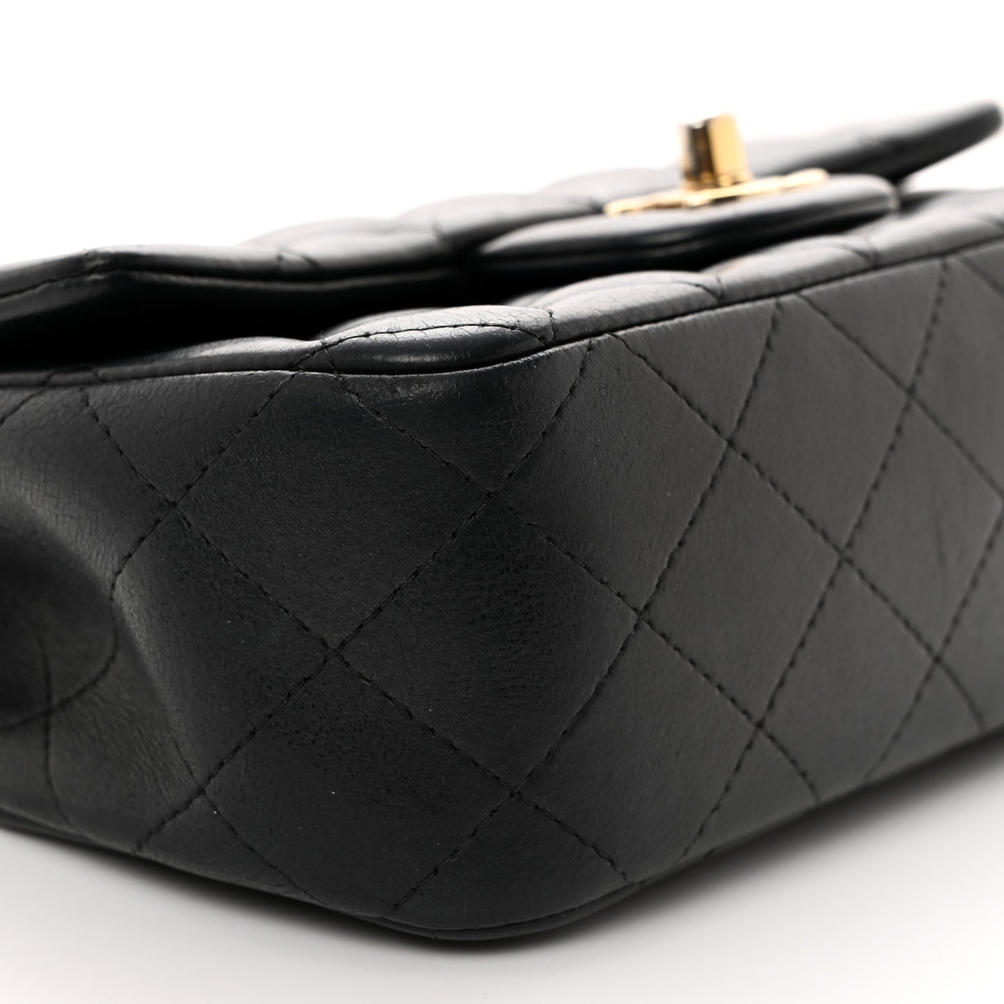 Lambskin Quilted Mini Rectangular Flap Black
