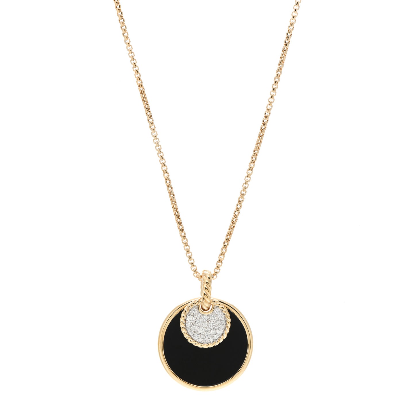 18K Yellow Gold Diamond Black Onyx Mother of Pearl Medium Reversible Elements Necklace