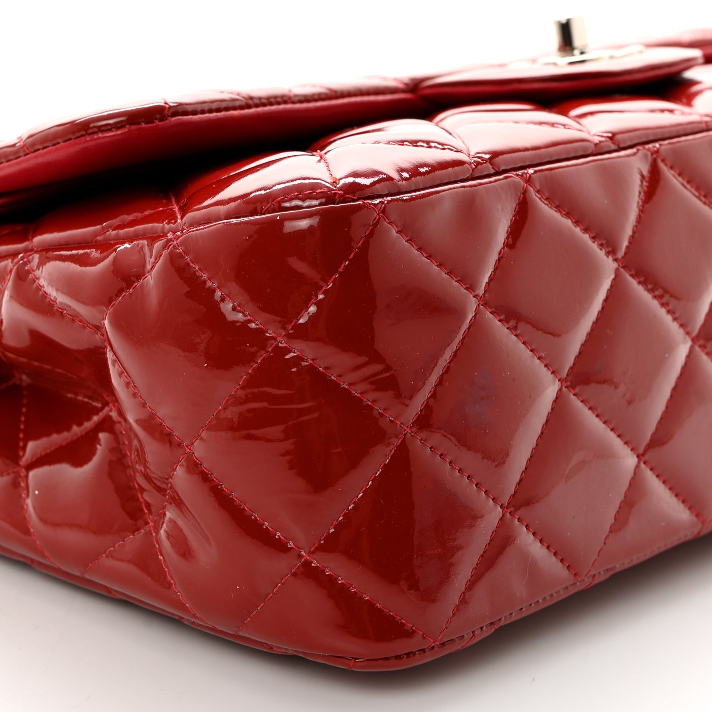 Patent Quilted Jumbo Double Flap Dark Red