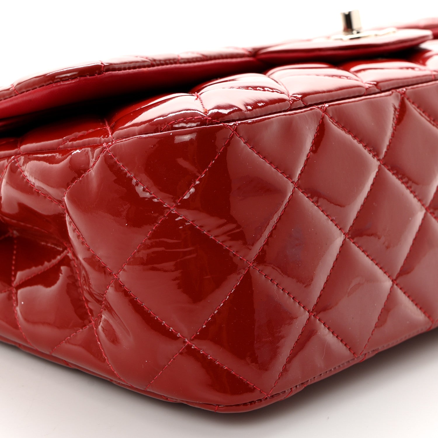 Chanel Patent Quilted Jumbo Double Flap Dark Red 9 of 10