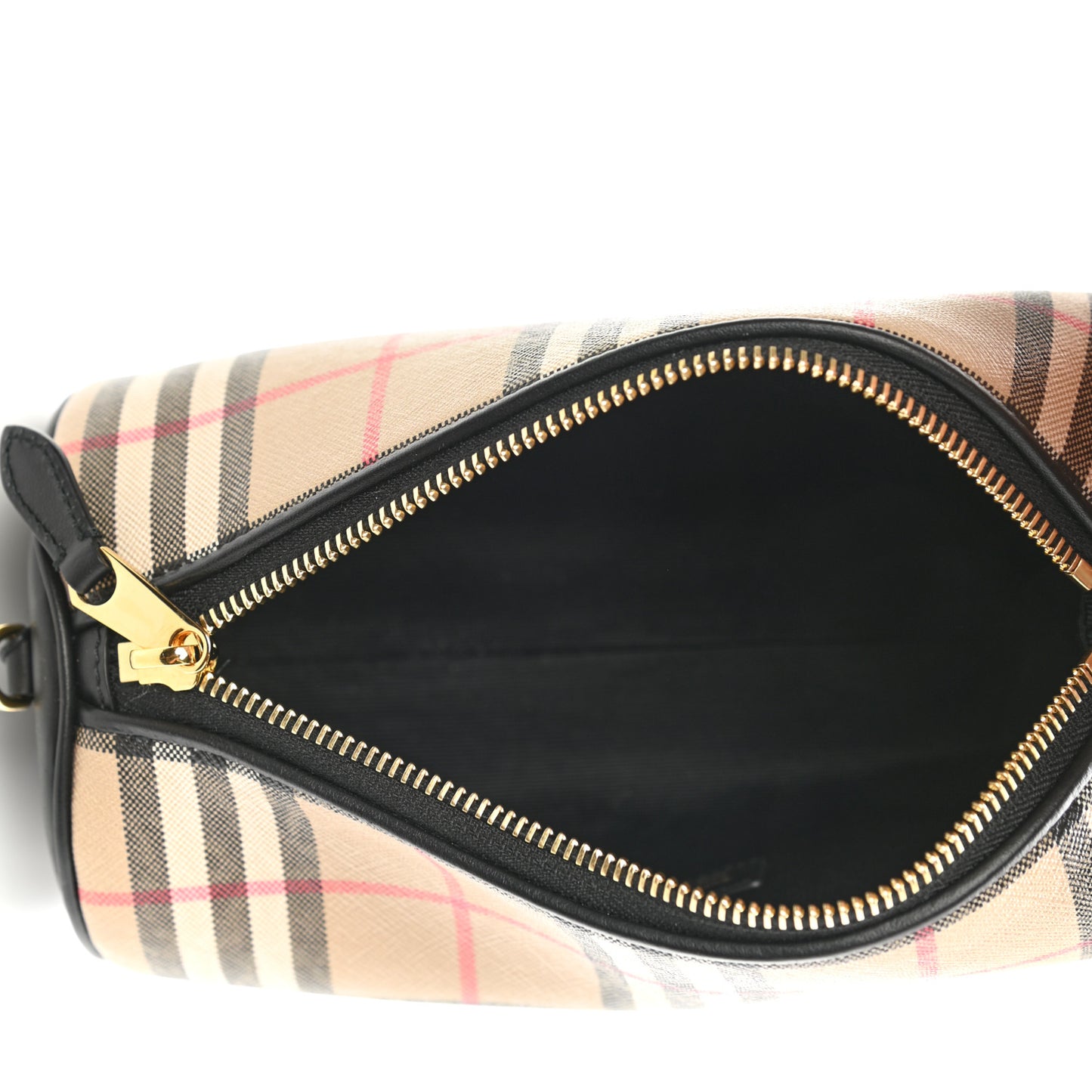 Vintage Check Calfskin Barrel Bag Beige Black