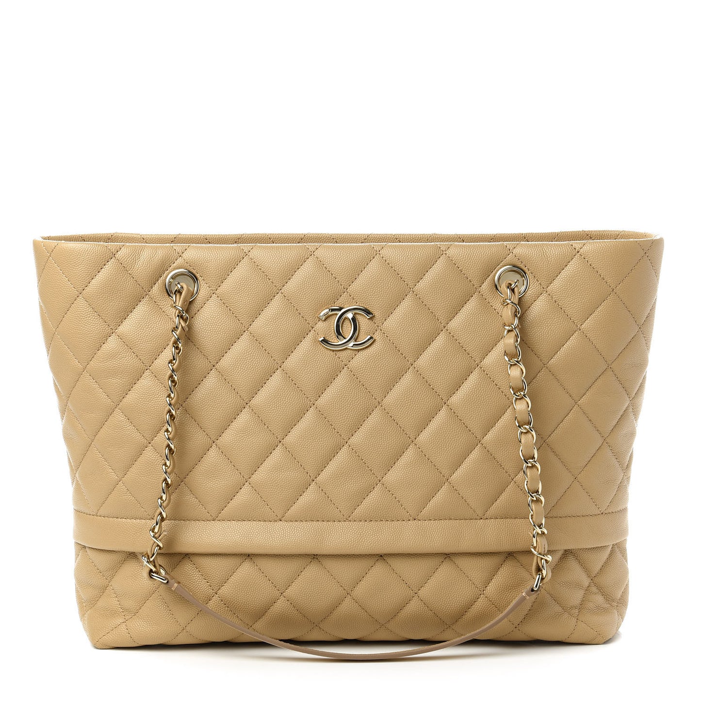 Caviar Quilted Rolled Up Tote Beige