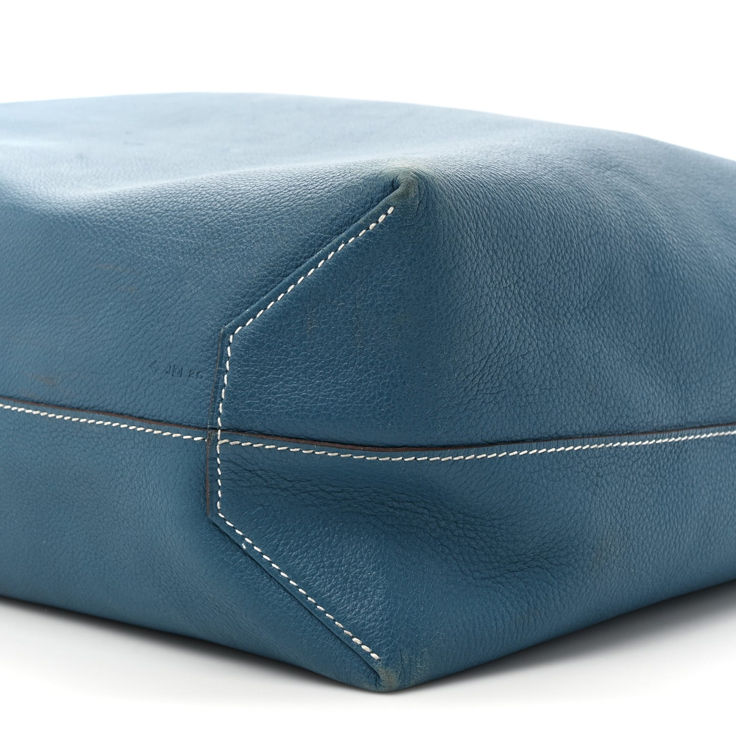 Taurillon Clemence Double Sens 45 Reversible Tote Bleu Izmir Etain
