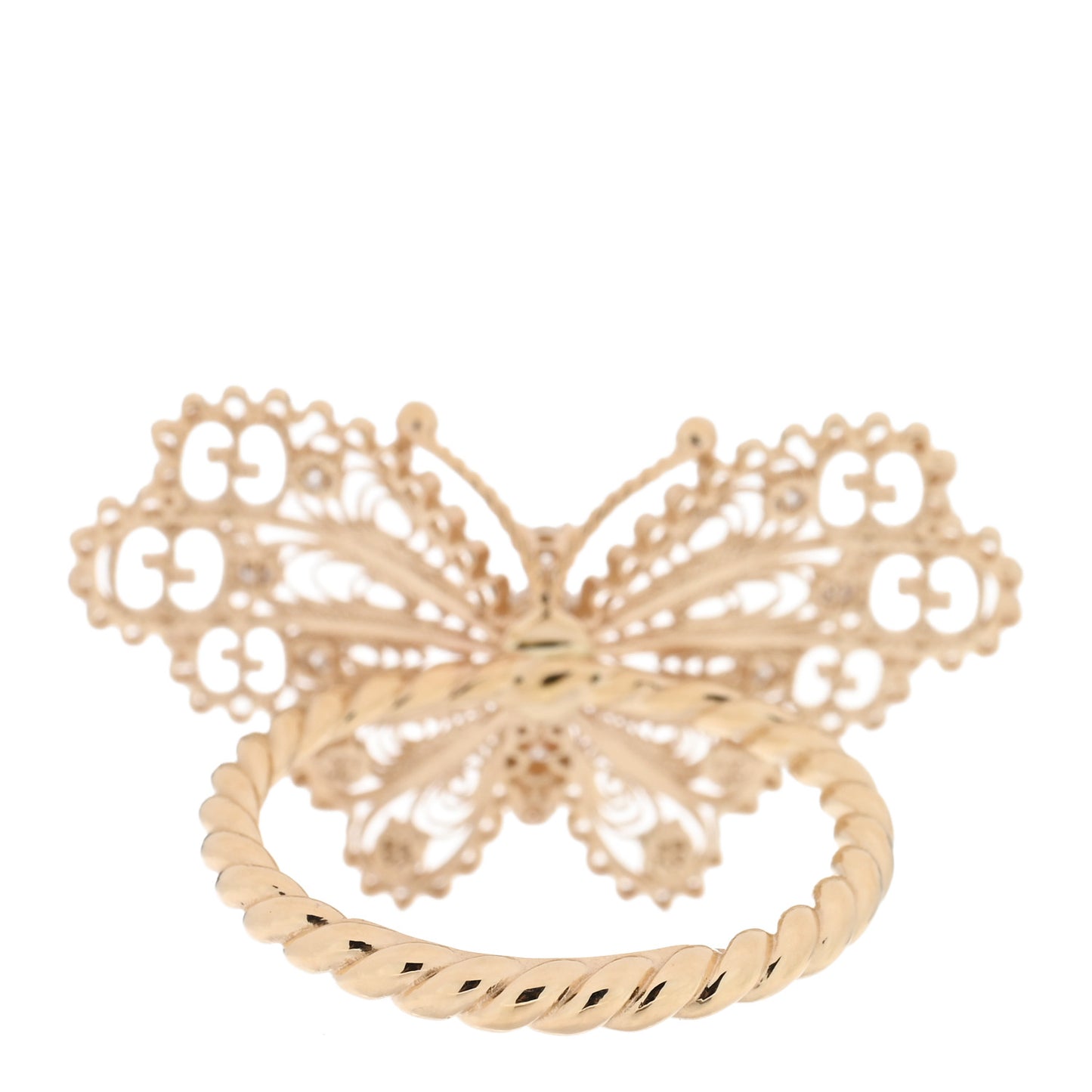 18K Yellow Gold Diamond Butterfly Ring 51 5.75