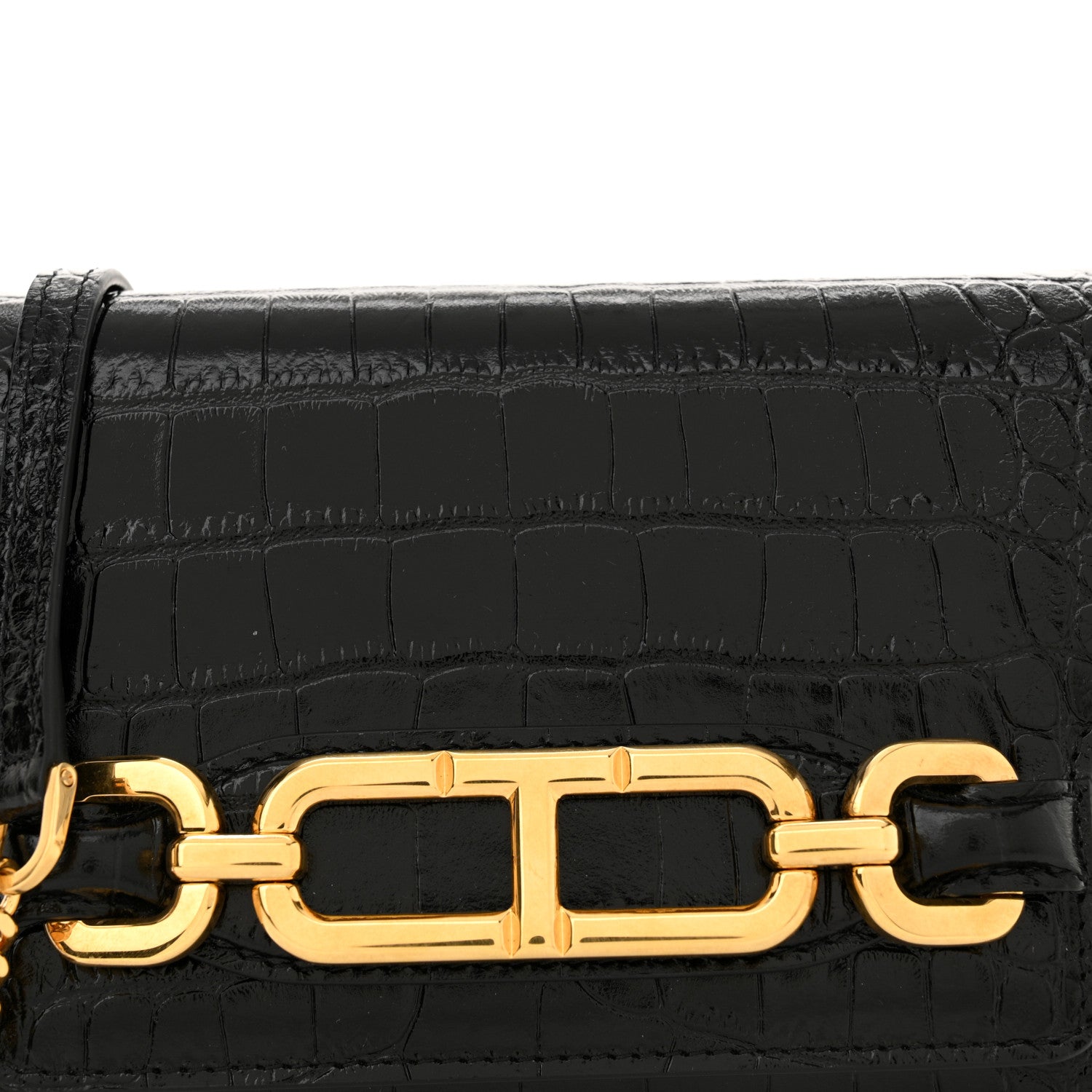 Tom Ford Calfskin Crocodile Embossed Mini Whitney Shoulder Bag Black 7 of 11