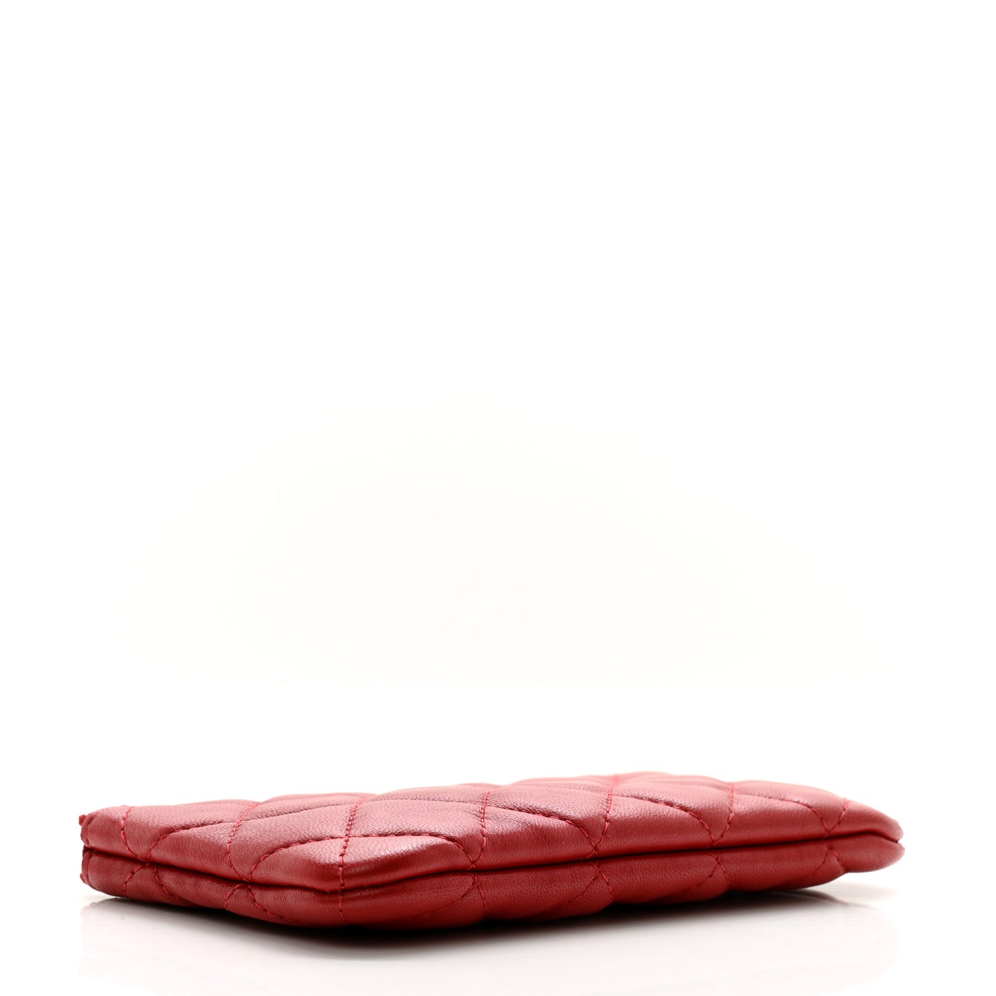 Lambskin Quilted Small Cosmetic Case Red