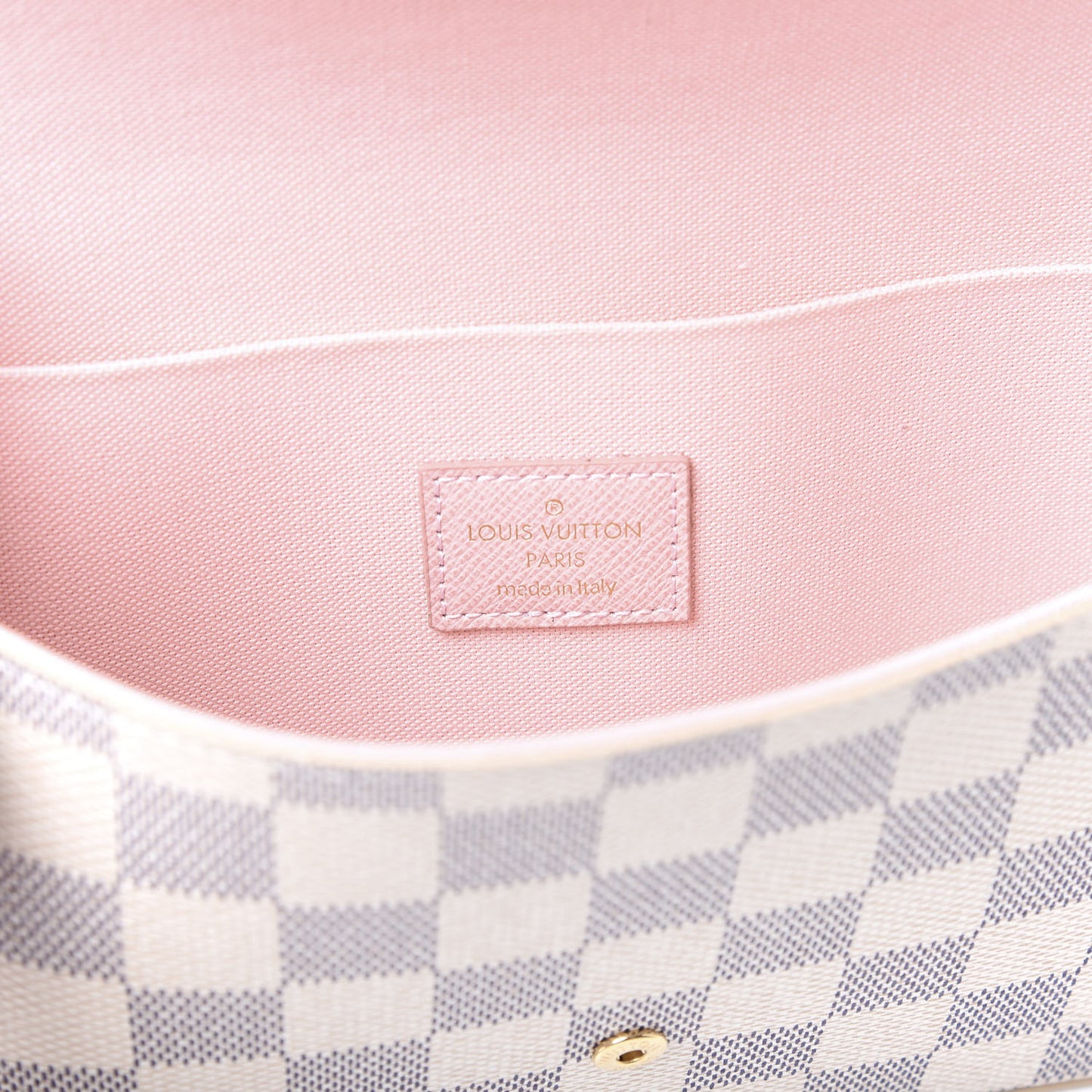 Damier Azur Pochette Felicie Chain Wallet Rose Ballerine
