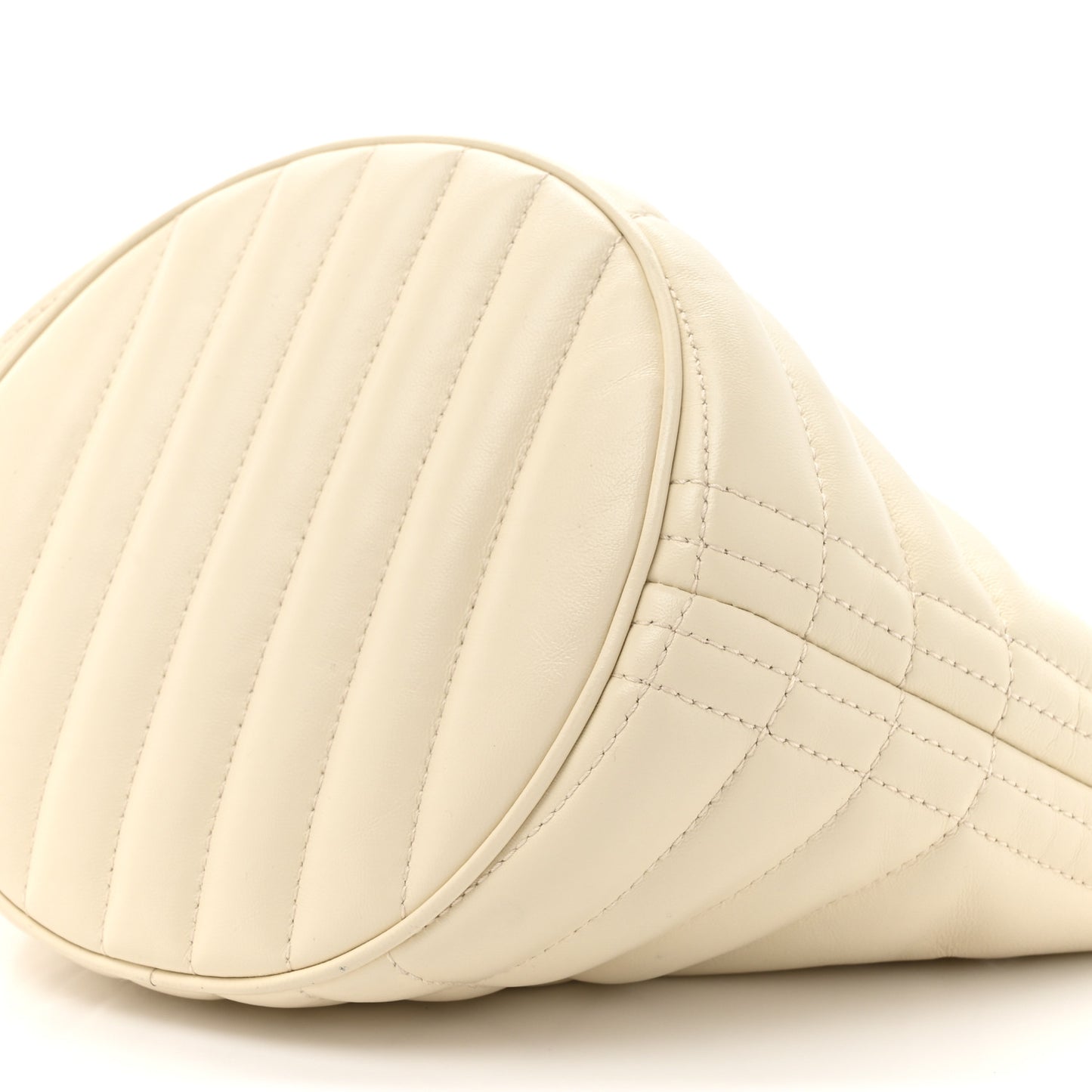 Lambskin Quilted Small Crescent Lola Bag Pale Vanilla