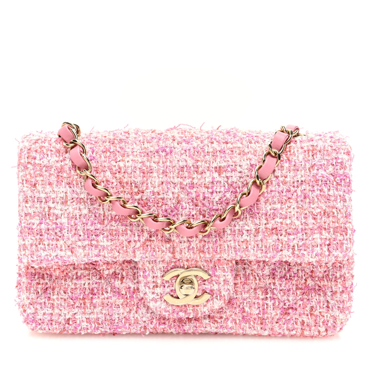 Chanel Tweed Quilted Mini Rectangular Flap Pink 1 of 10