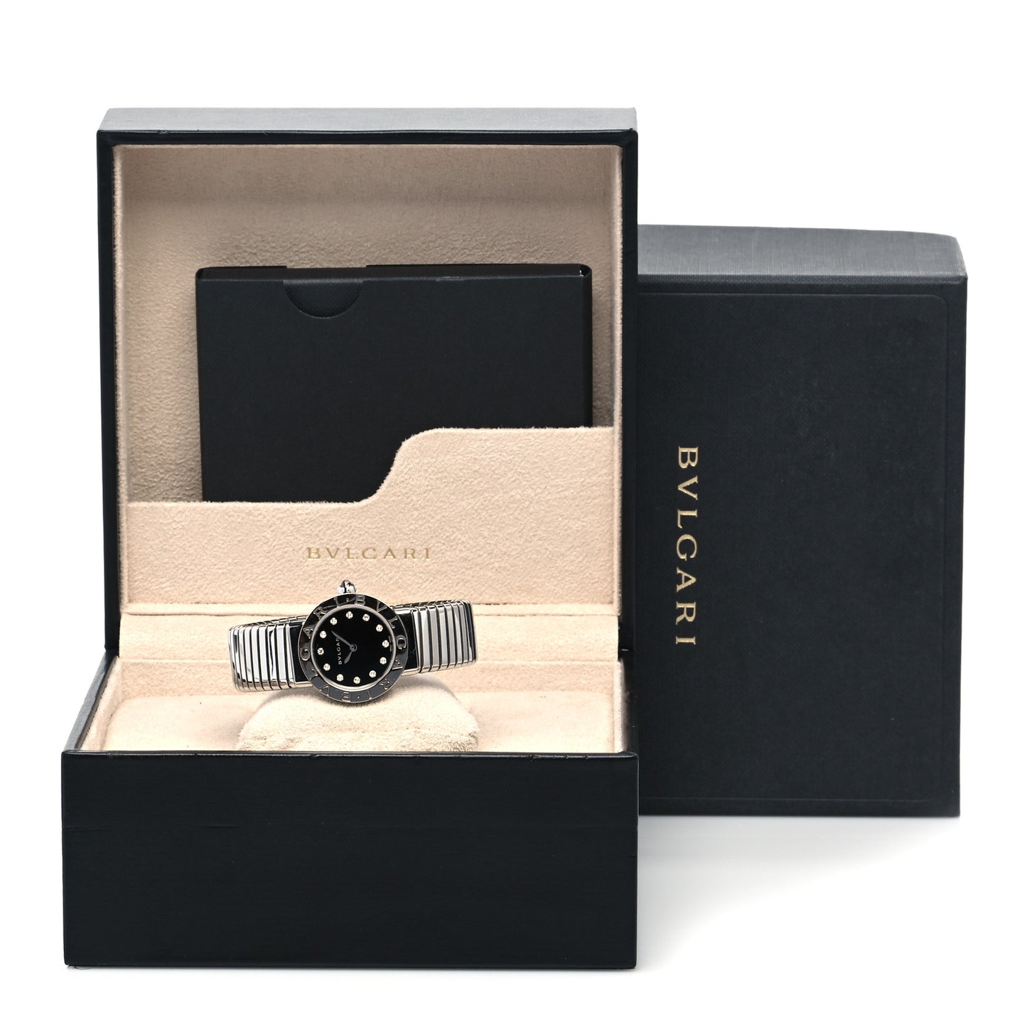 Stainless Steel Diamond 26mm Tubogas Quartz Watch Black