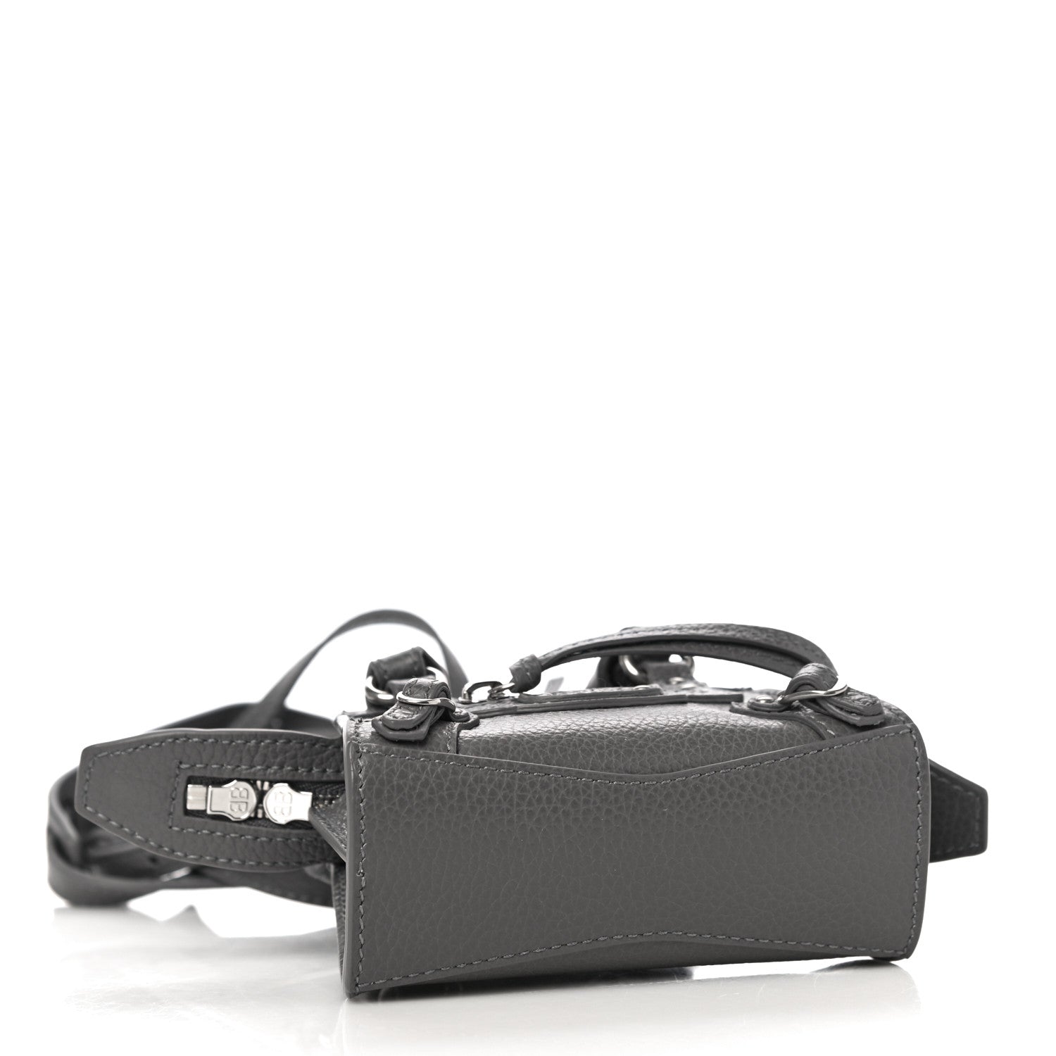 Balenciaga Grained Calfskin Neo Classic Silver Hardware Super Nano City Crossbody Dark Grey 4 of 9