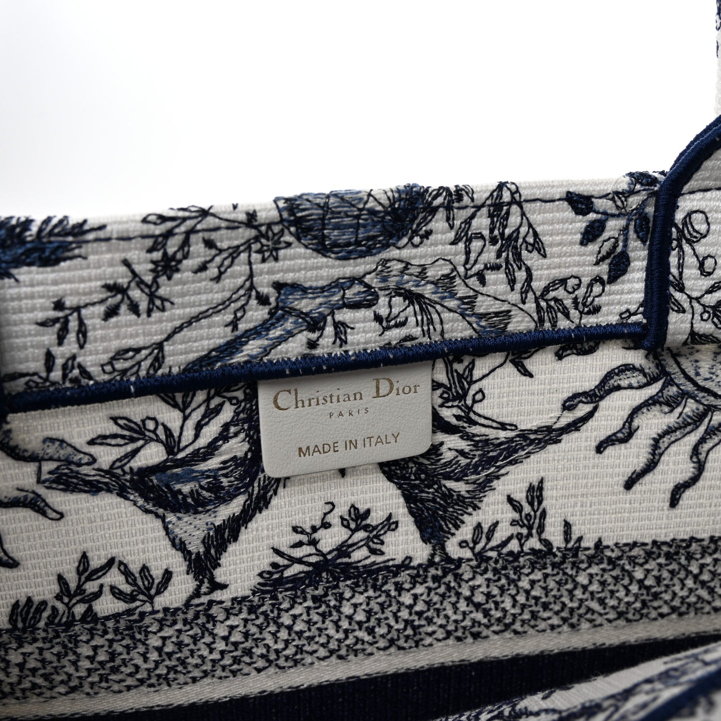 Canvas Embroidered Medium Toile De Jouy Soleil Book Tote Blue