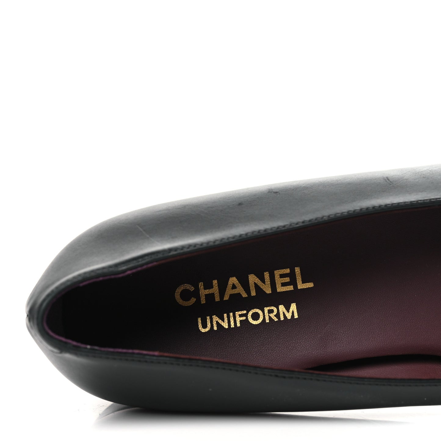 Lambskin Cap Toe CC Uniform Ballerina Flats 39 Black