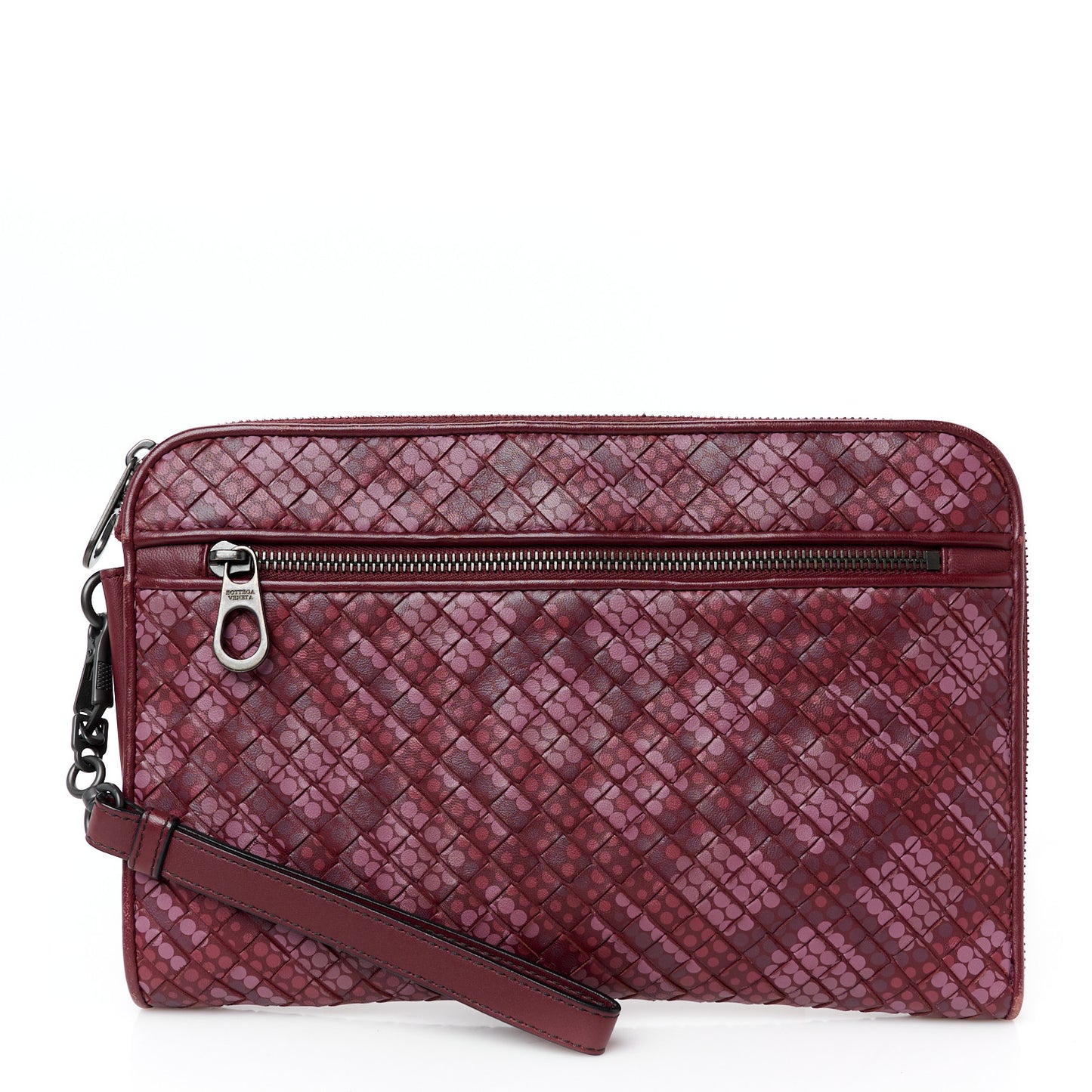 Nappa Intrecciato Polka Dot Small Document Case Burgundy