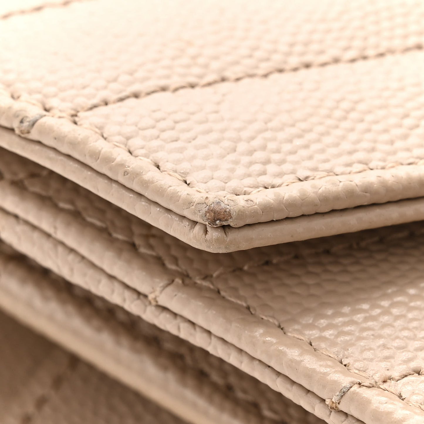 Grain De Poudre Matelasse Chevron Monogram Chain Wallet Dark Beige