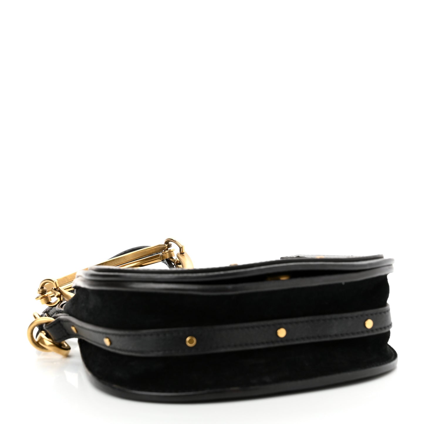 Calfskin Suede Small Nile Bracelet Bag Black