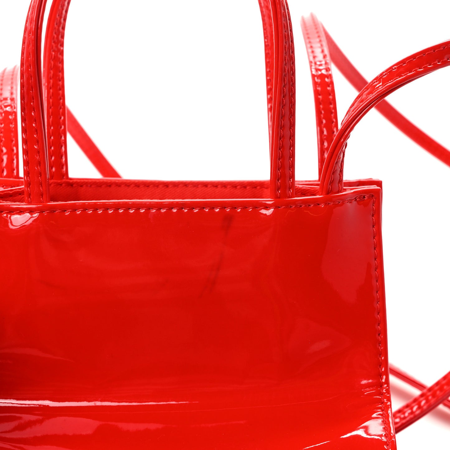 Patent Vegan Leather Small Shopping Bag Red
