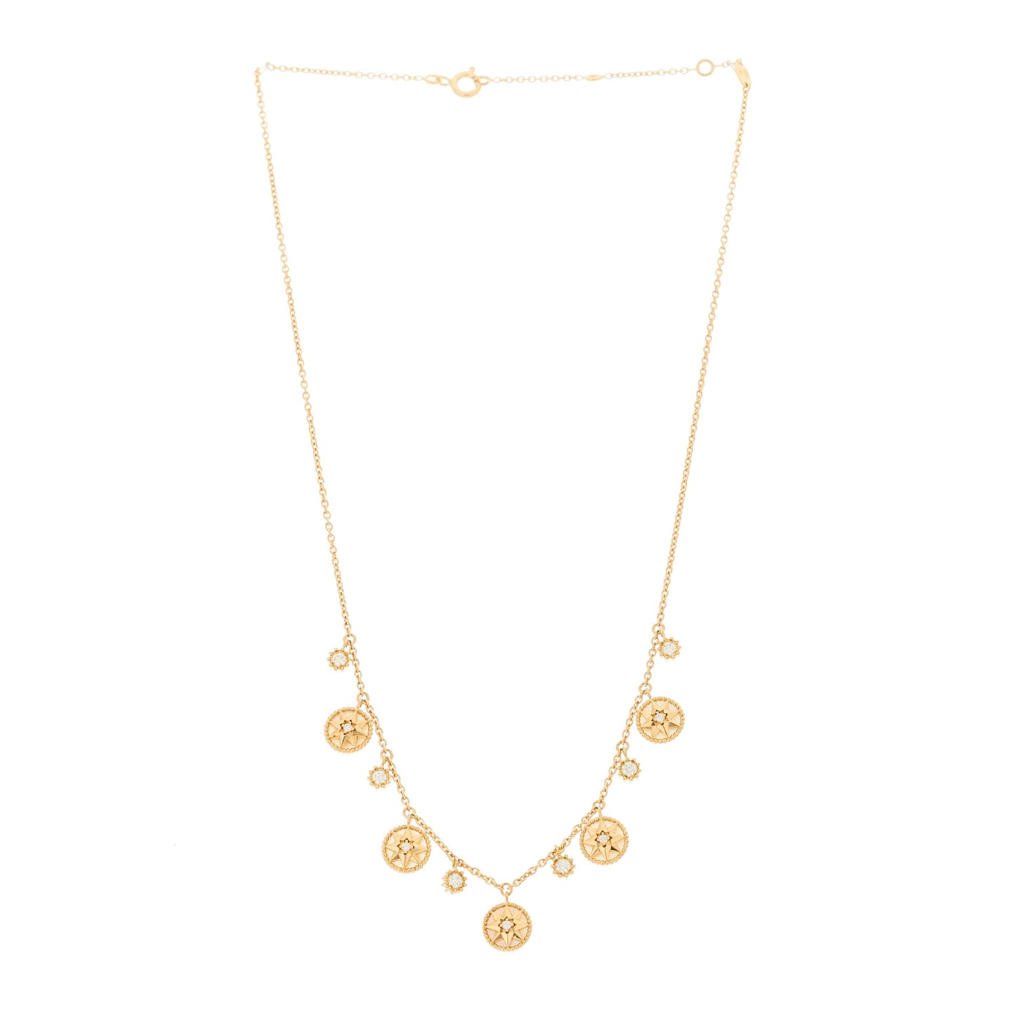 18K Yellow Gold Diamond Mother of Pearl Rose Des Vents 5-Station Necklace