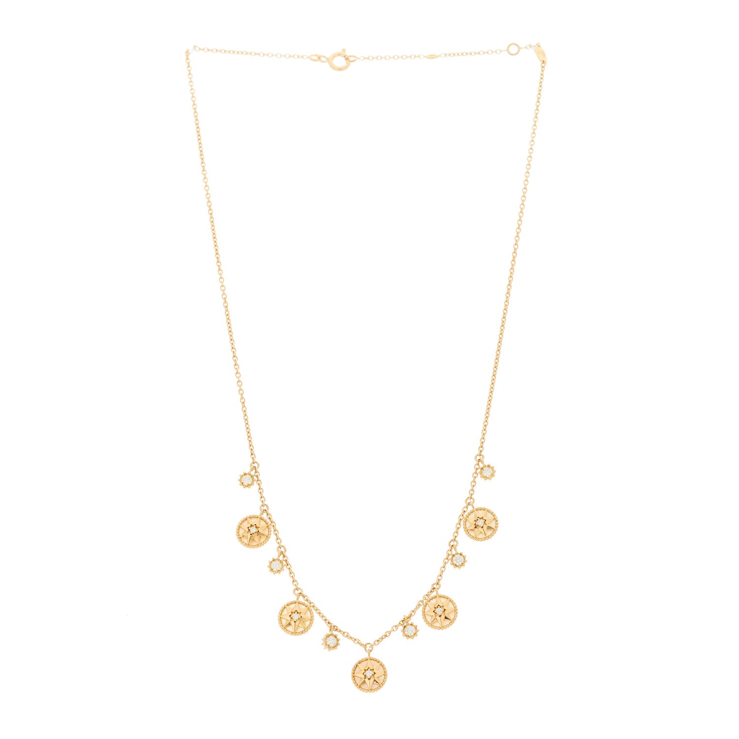 Christian Dior 18K Yellow Gold Diamond Mother of Pearl Rose Des Vents 5-Station Necklace 2 of 6