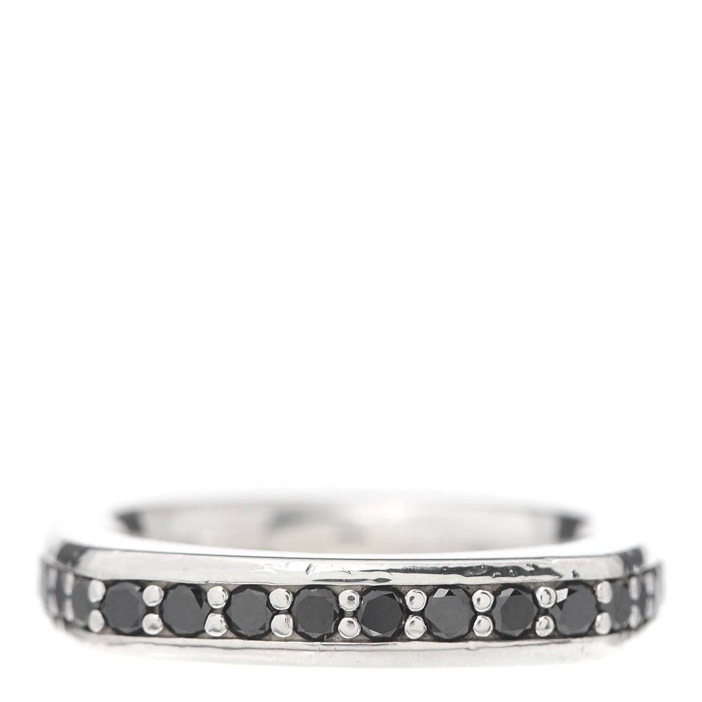 Sterling Silver Black Diamond Square Band Ring 56 7.5