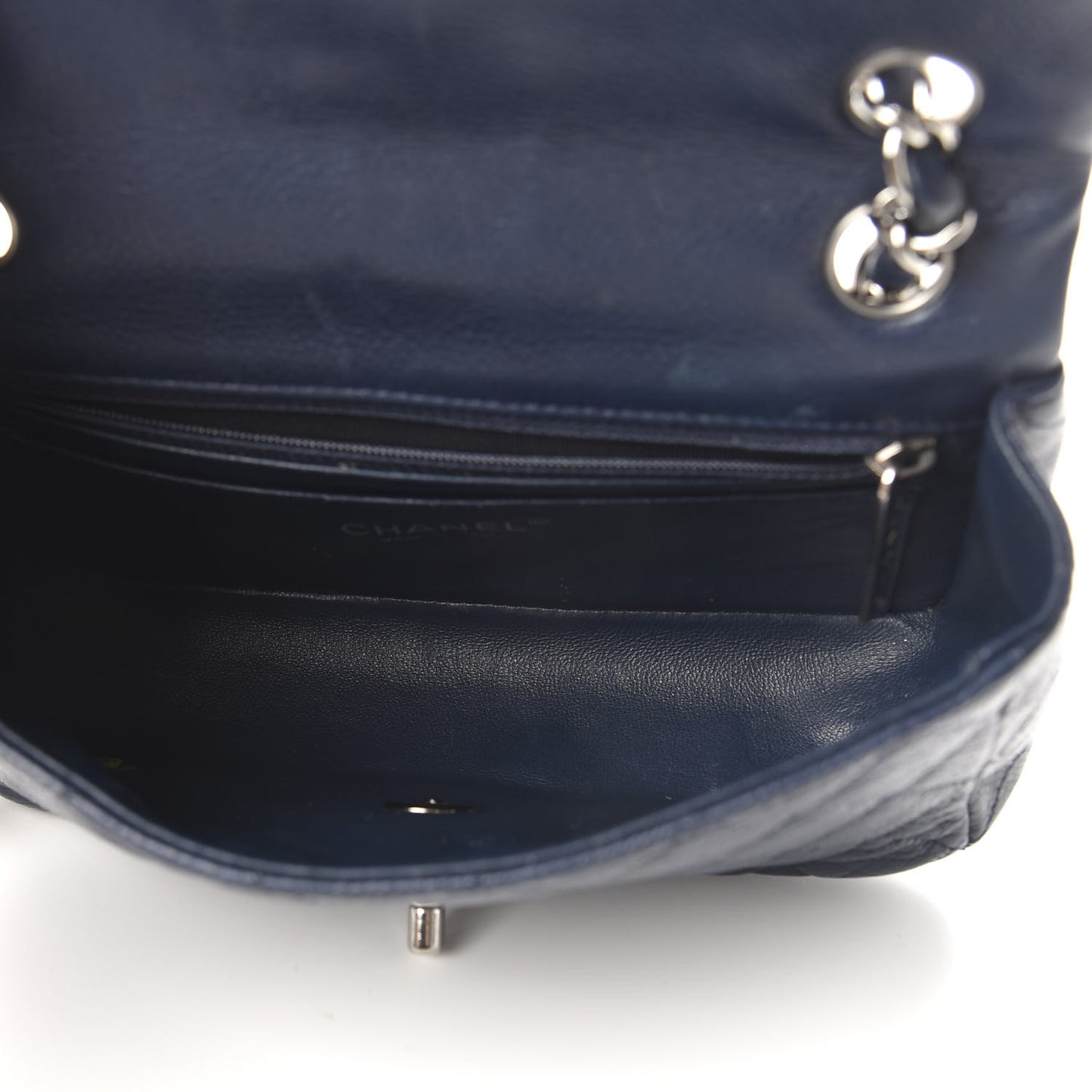 Caviar Quilted Mini Rectangular Flap Navy