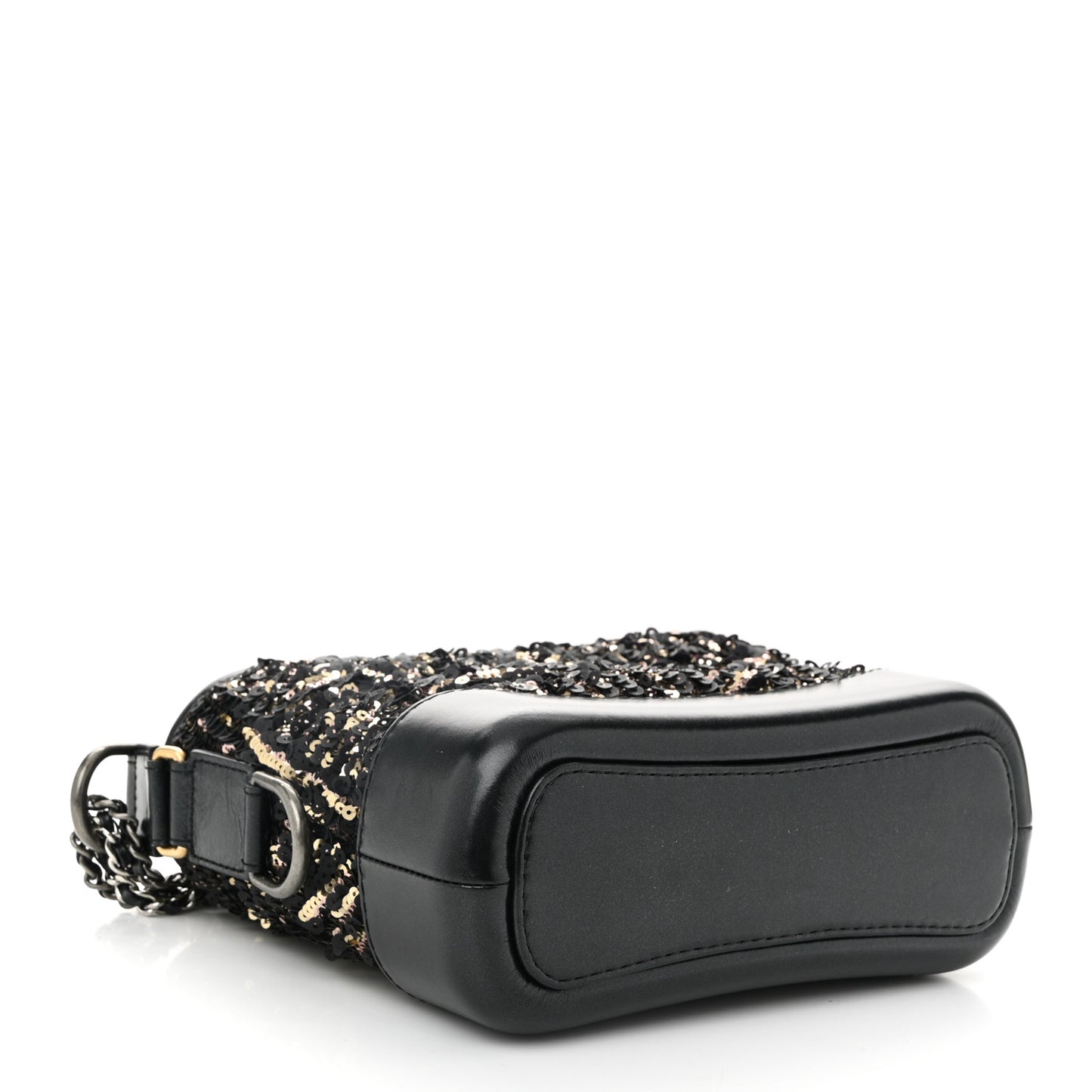 Sequin Calfskin Small Gabrielle Hobo Black Gold