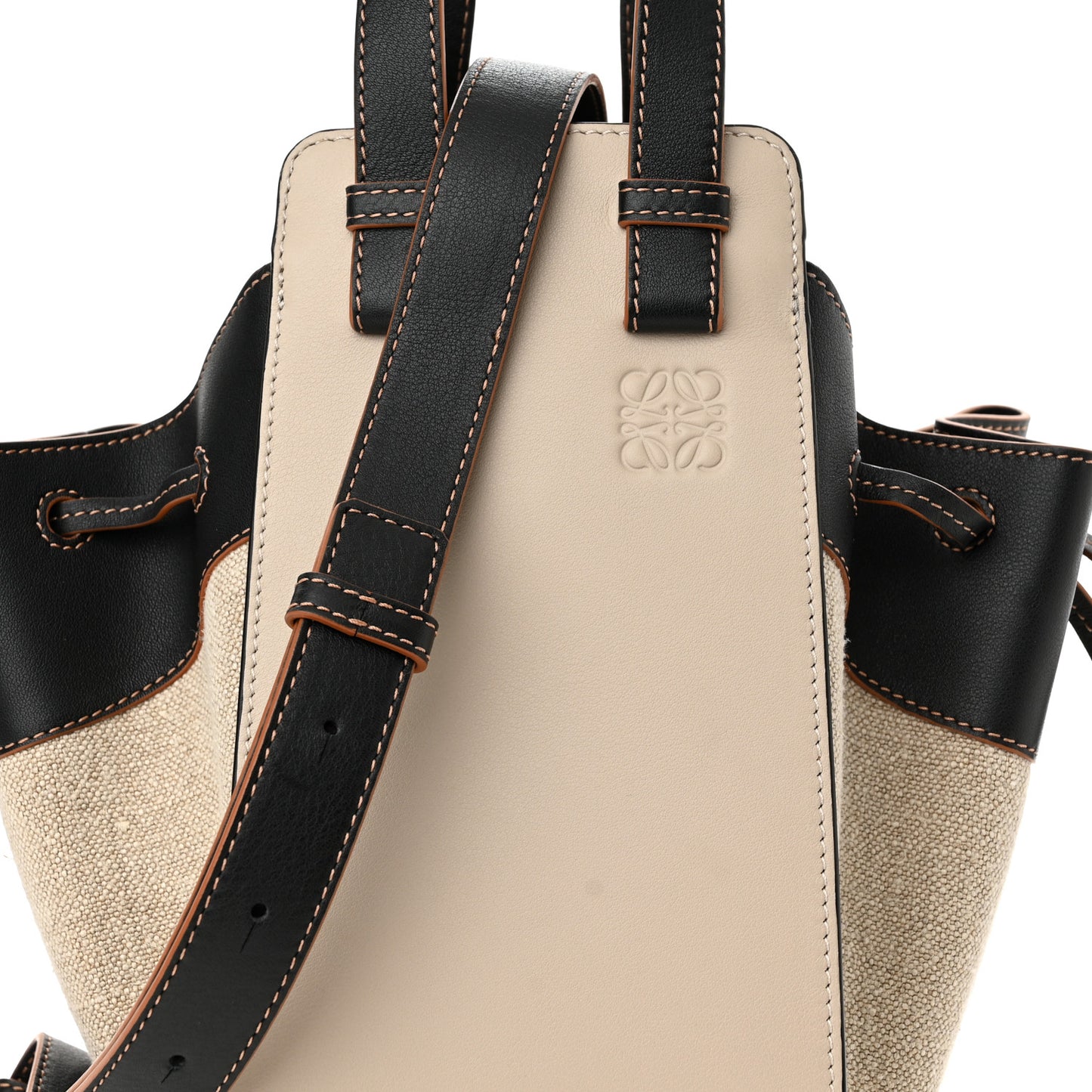Calfskin Canvas Small Hammock Shoulder Bag Mink Black