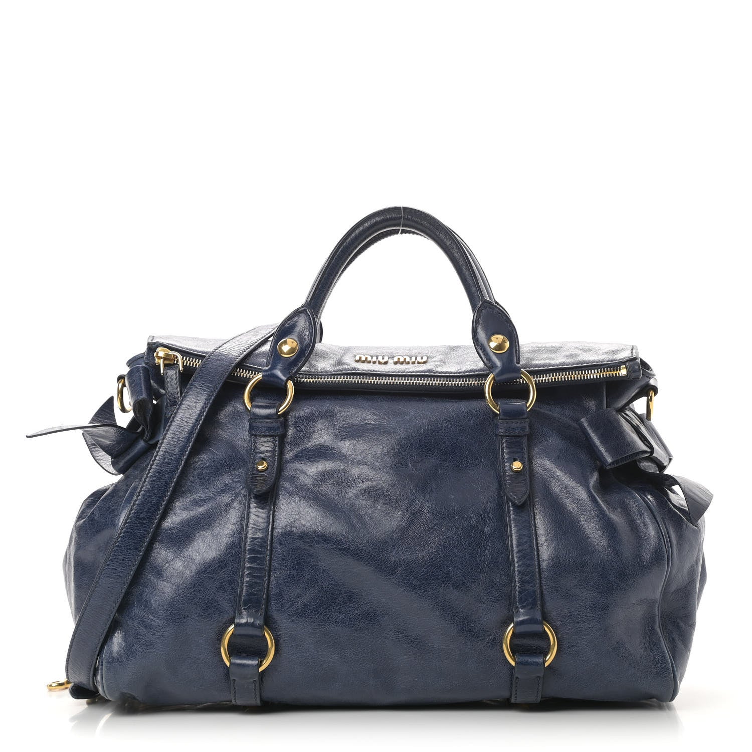 Miu Miu Vitello Lux Large Bow Bag Bleuette 1 of 9