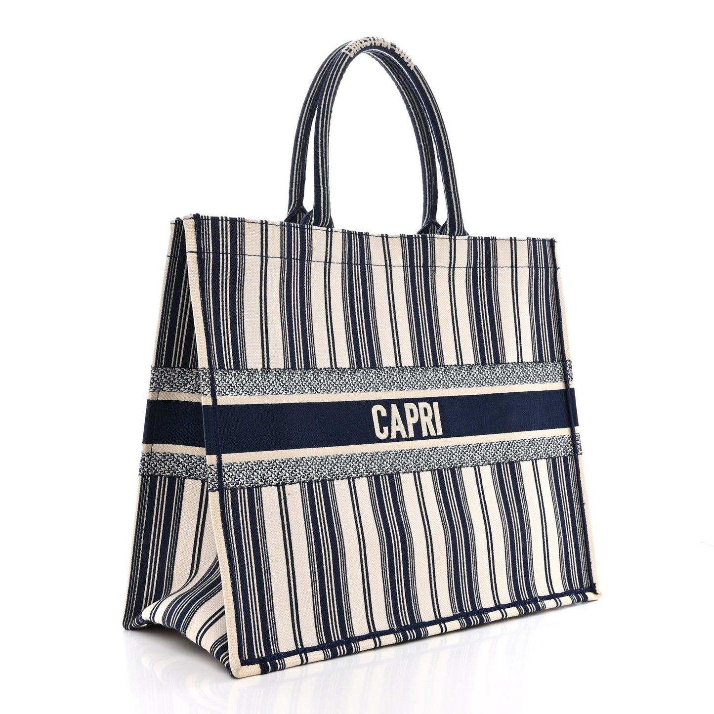 Canvas Embroidered Forte Dei Marmi Striped Book Tote Blue