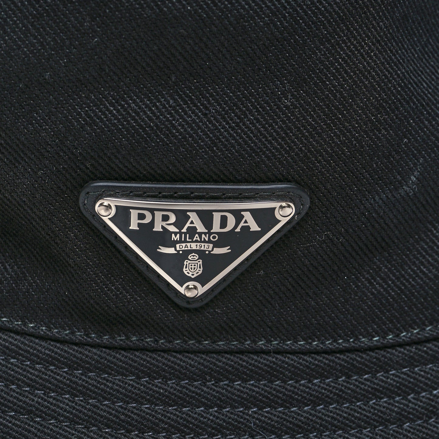 Drill Nylon Metal Triangle Logo Mens Bucket Hat M Black