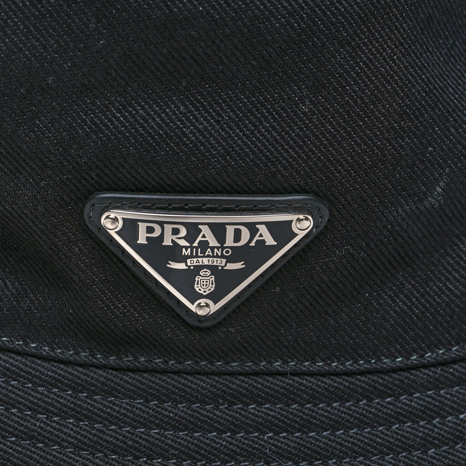 Prada Drill Nylon Metal Triangle Logo Mens Bucket Hat M Black 8 of 11