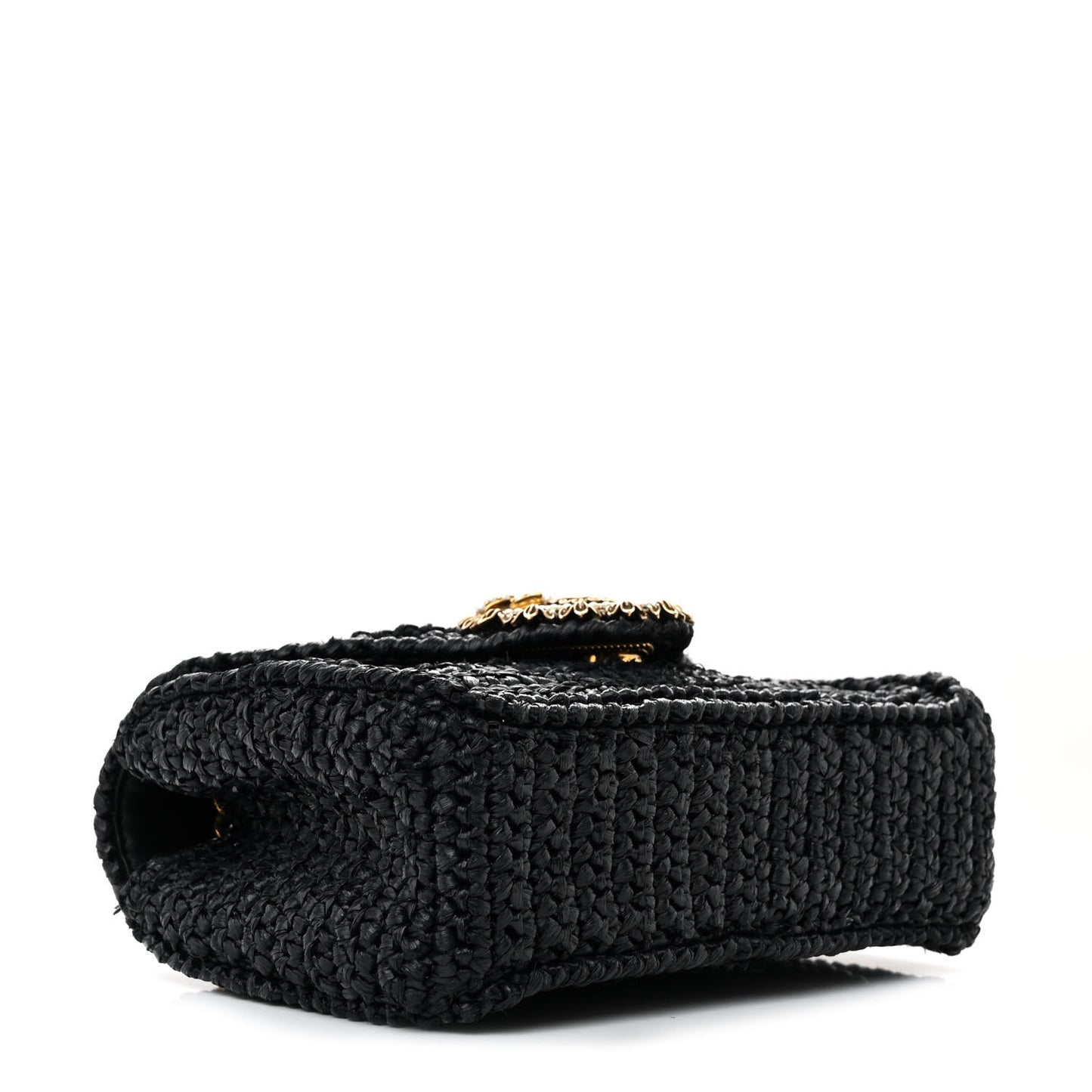Raffia Woven Devotion Envelope Shoulder Bag Black