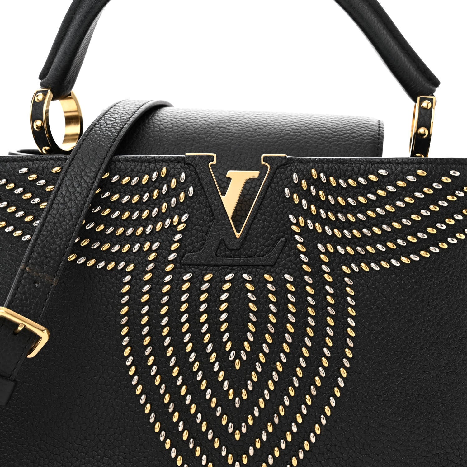 Louis Vuitton Taurillon Fleur De Lys Capucines PM Black 7 of 11
