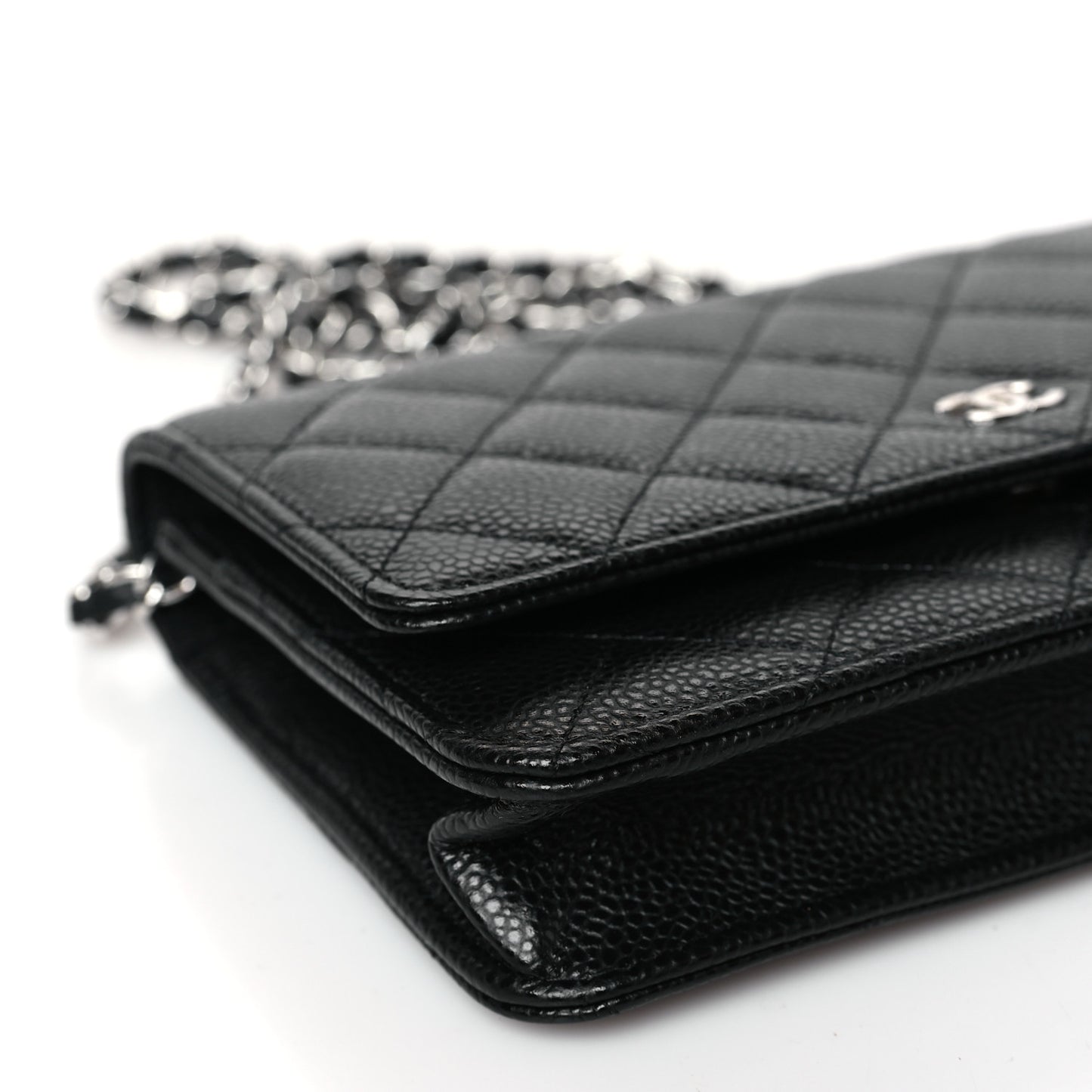 Caviar Quilted Wallet on Chain WOC Black