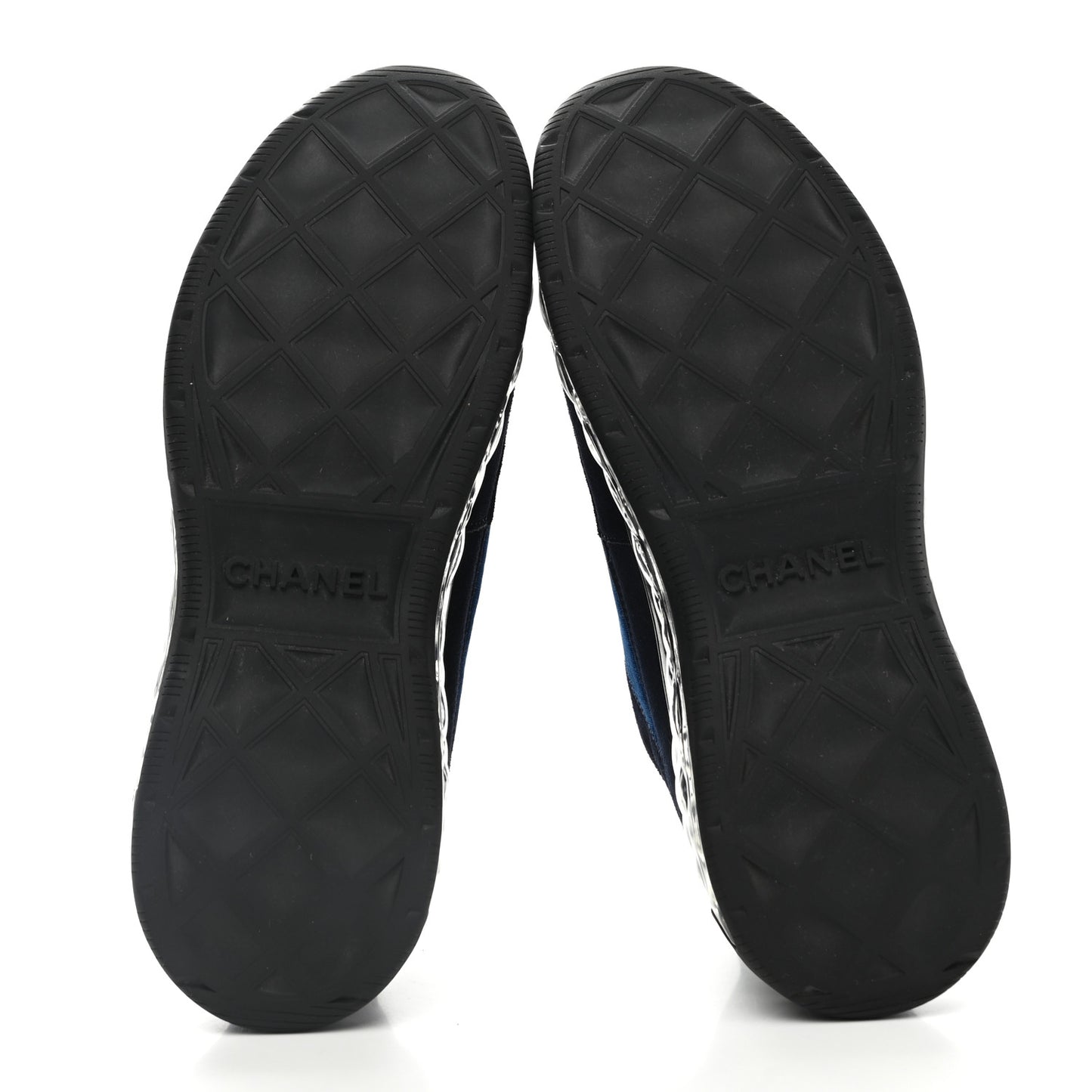 Suede Calfskin Velvet Grosgrain CC Sneakers 40 Navy Blue Black